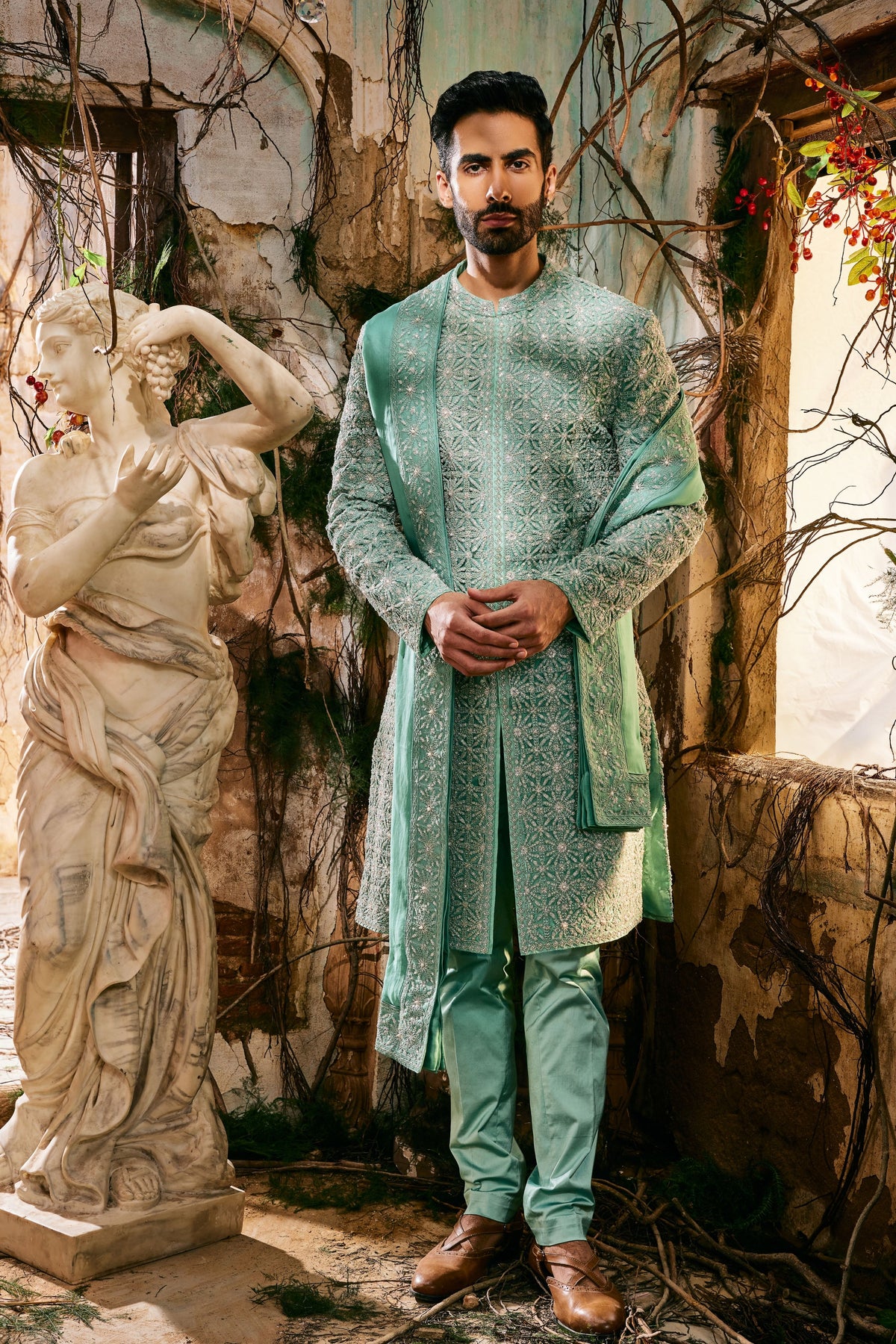Hatchedline Sherwani Set