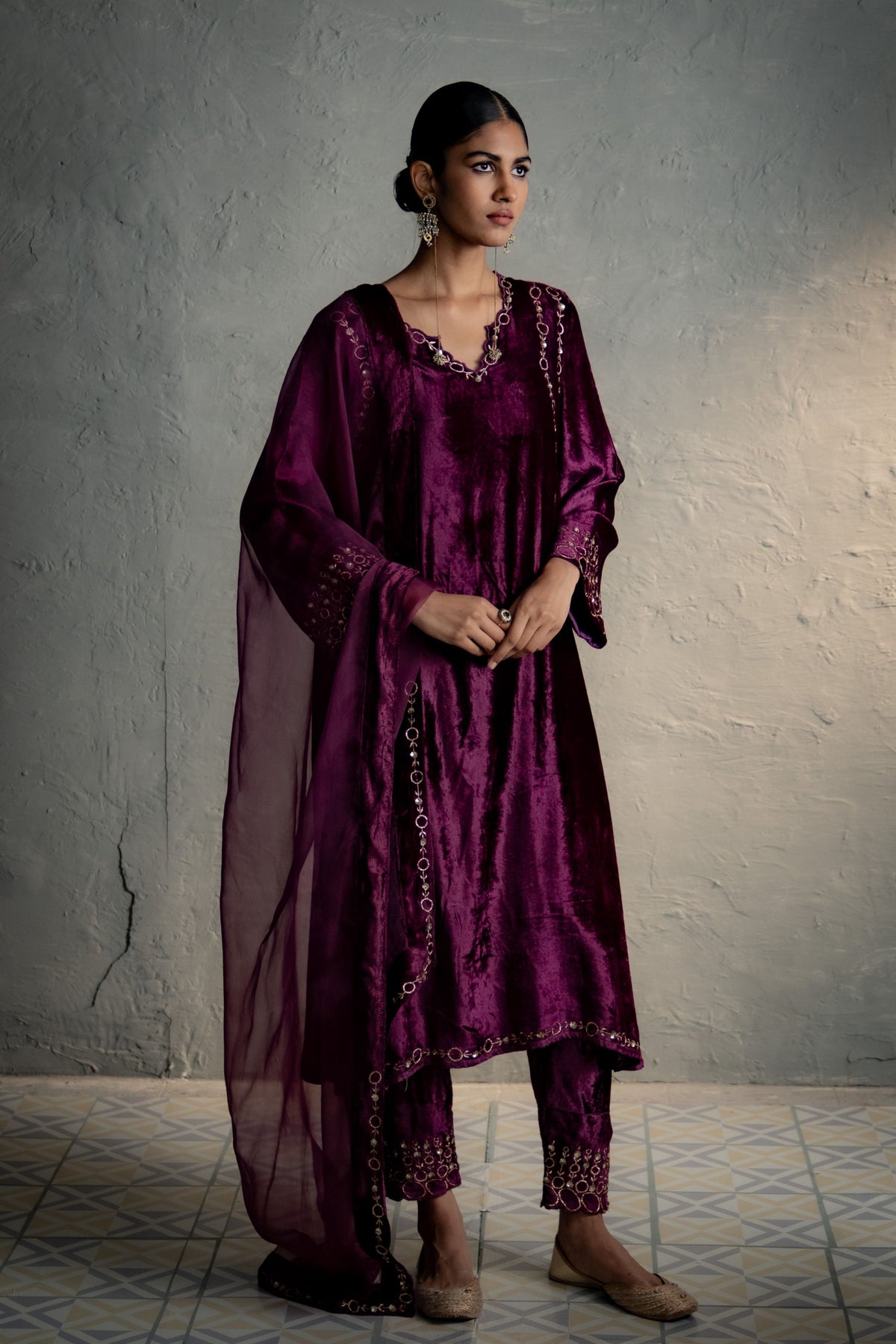 Phiran Style Velvet kurta Set