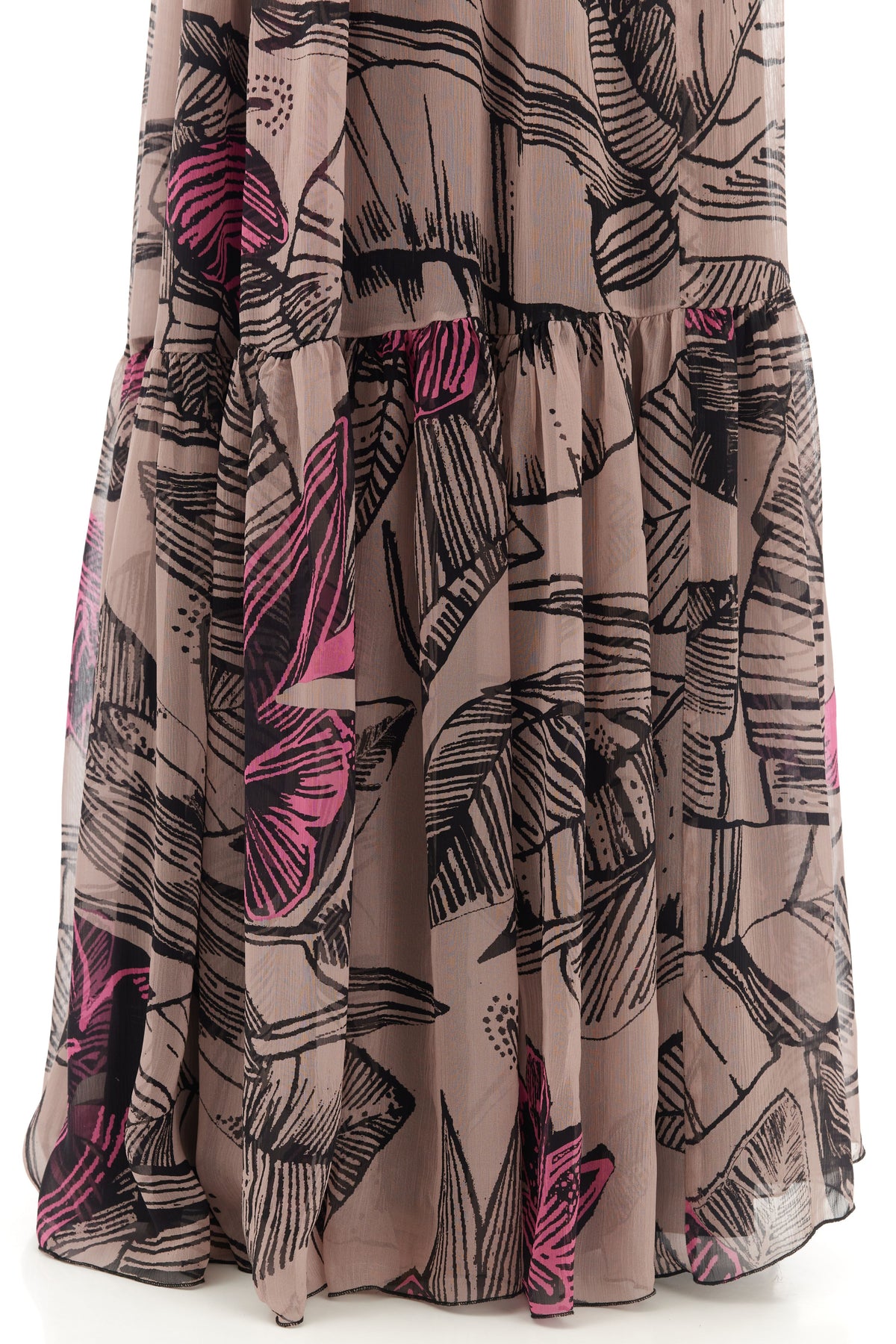 Grey Floral Long Dress