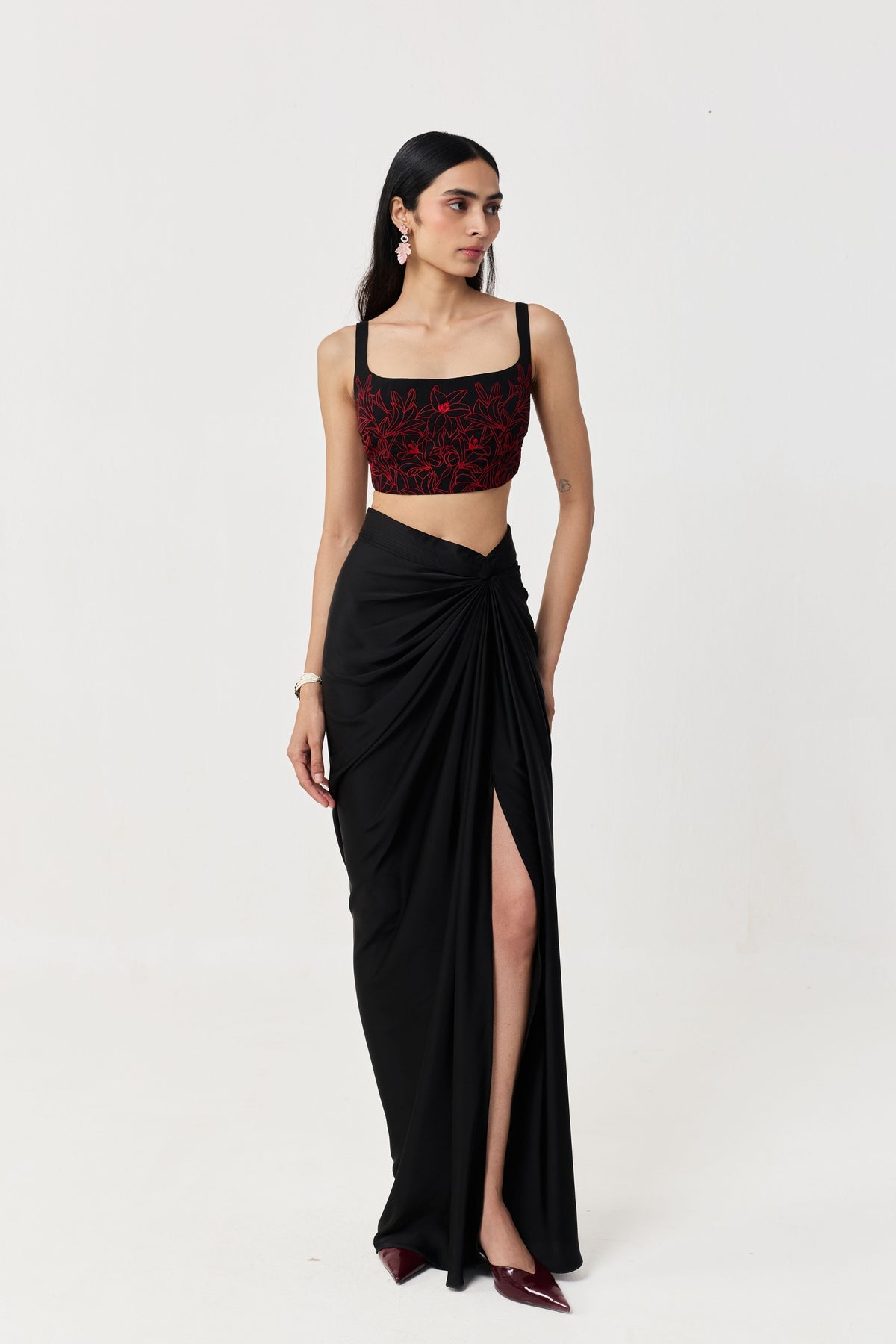 Wild Lily Black Red Bustier Skirt Set