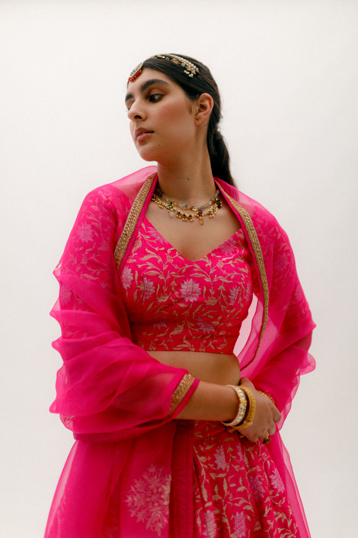Pink Benarasi Silk Lehenga Set