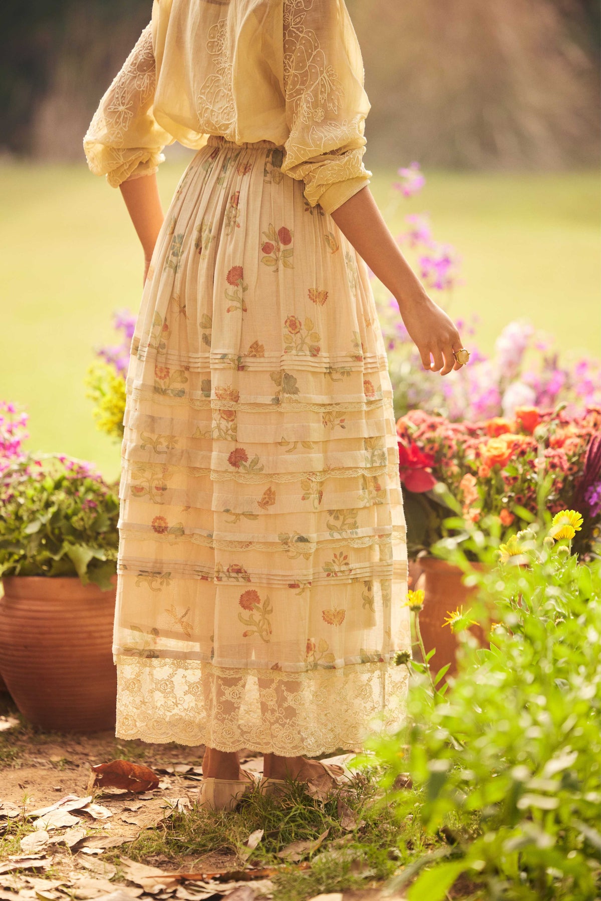 Ivory Printed Skirt Set