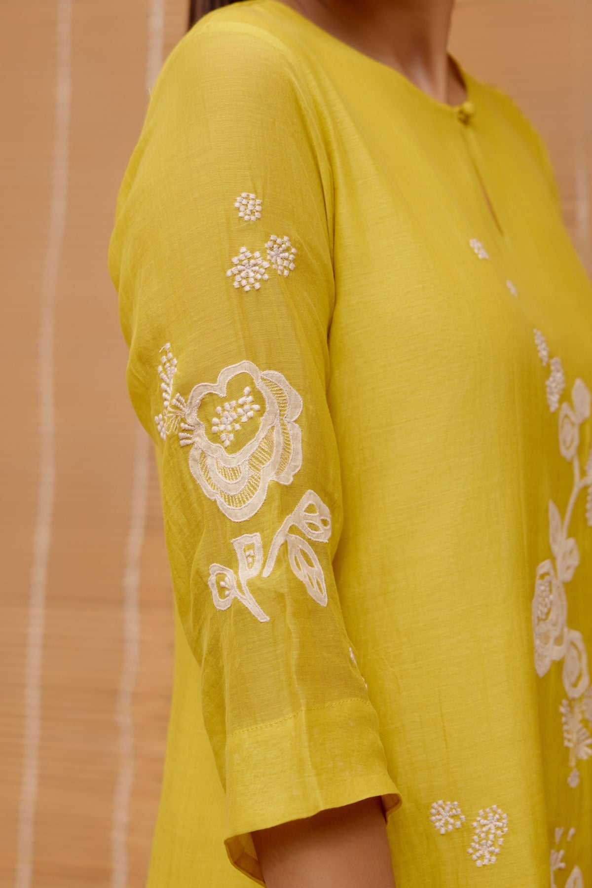 Citrine Floral Applique Kurta Set