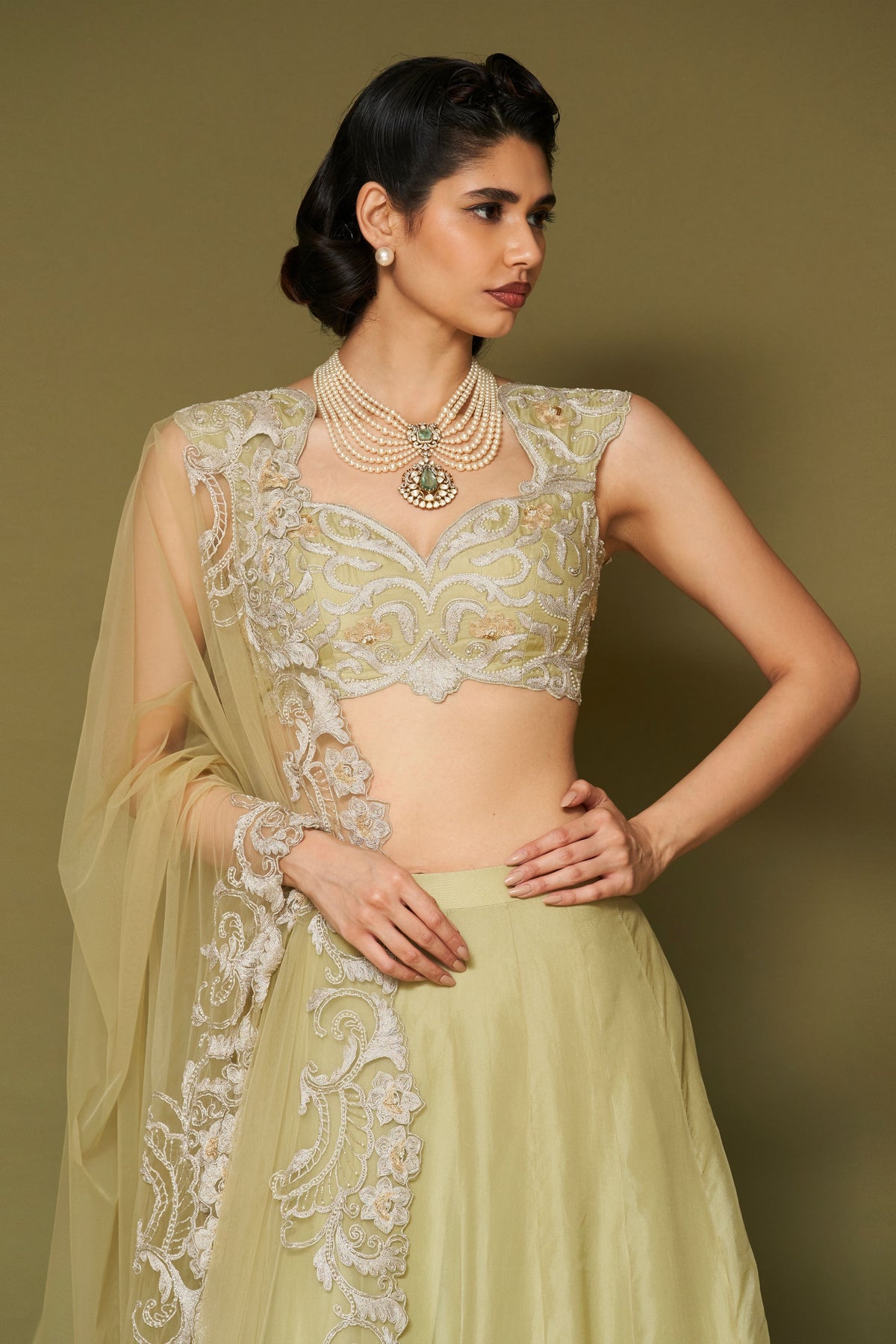 Pistachio Embroidered Lehenga Set