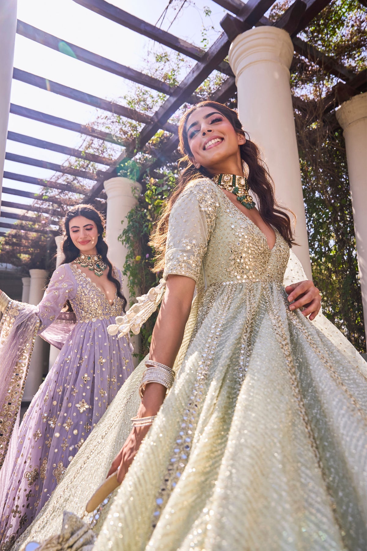 Grass Green Anarkali Set