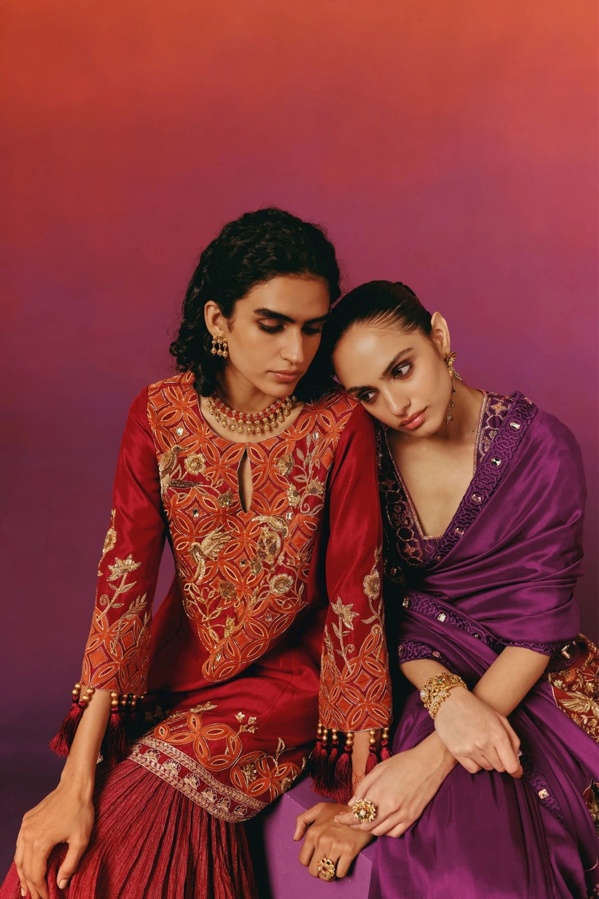 Red Gharara Set