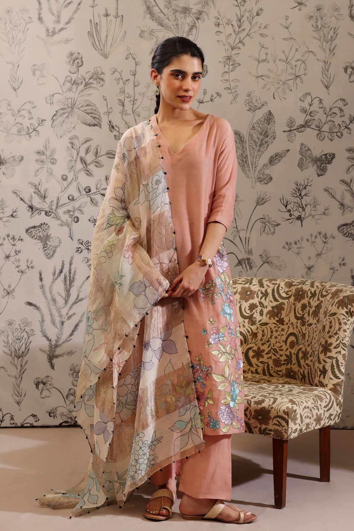 Vakya Peach Kurta Set