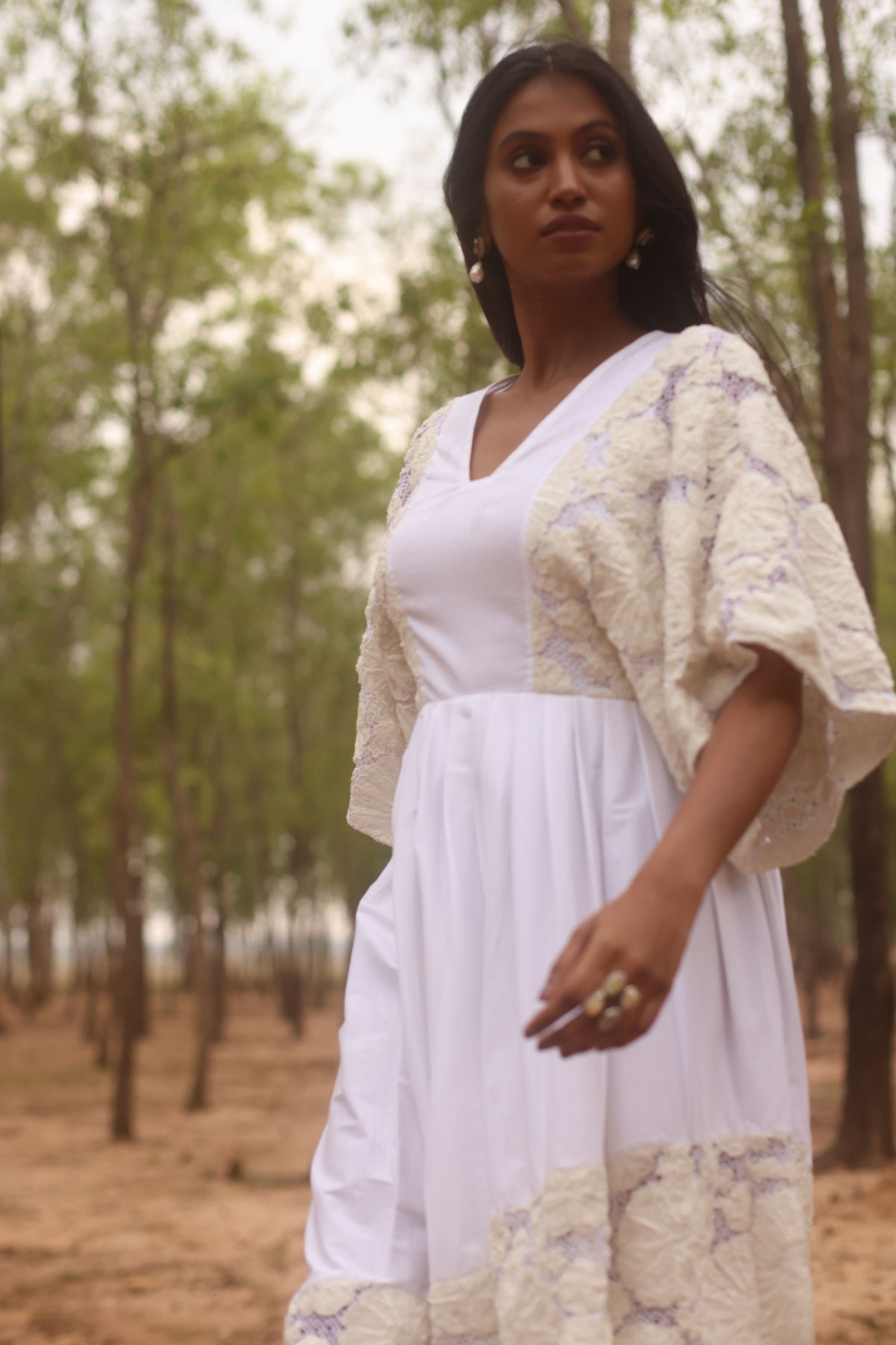 Pearled Ivory De-stress Midi Dress