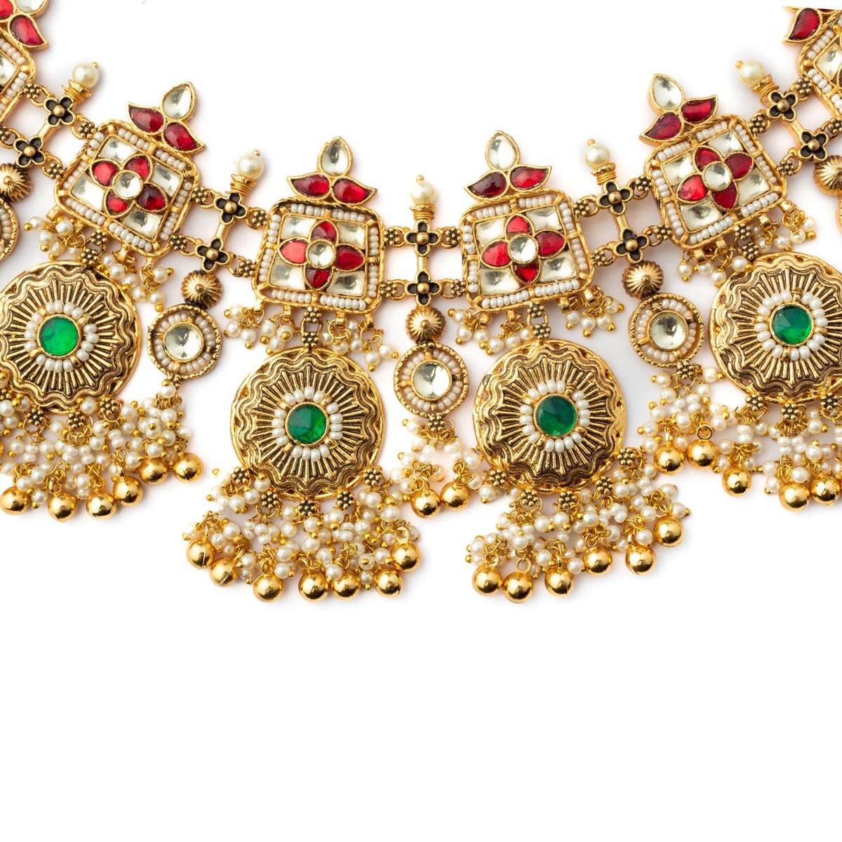 Gold Plated Green Kundan Set