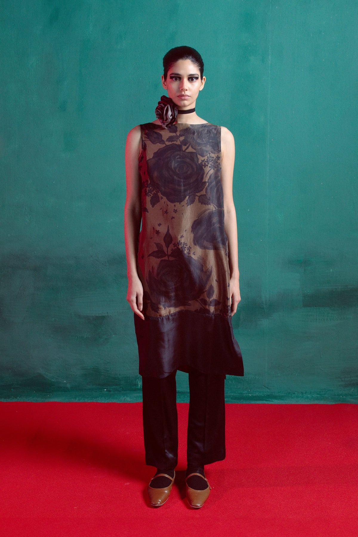 Woody Brown Printed Kurta Set