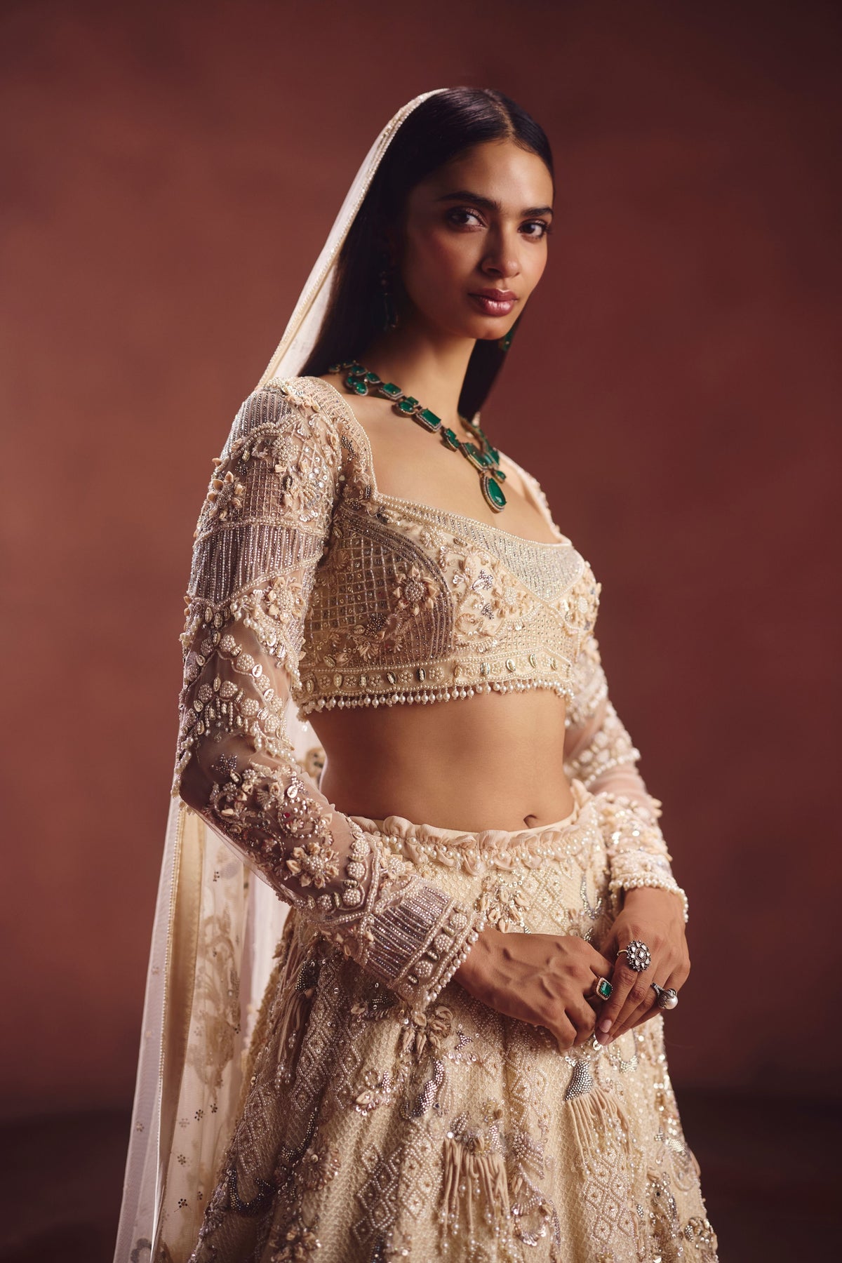 Ivory Embellished Lehenga Set