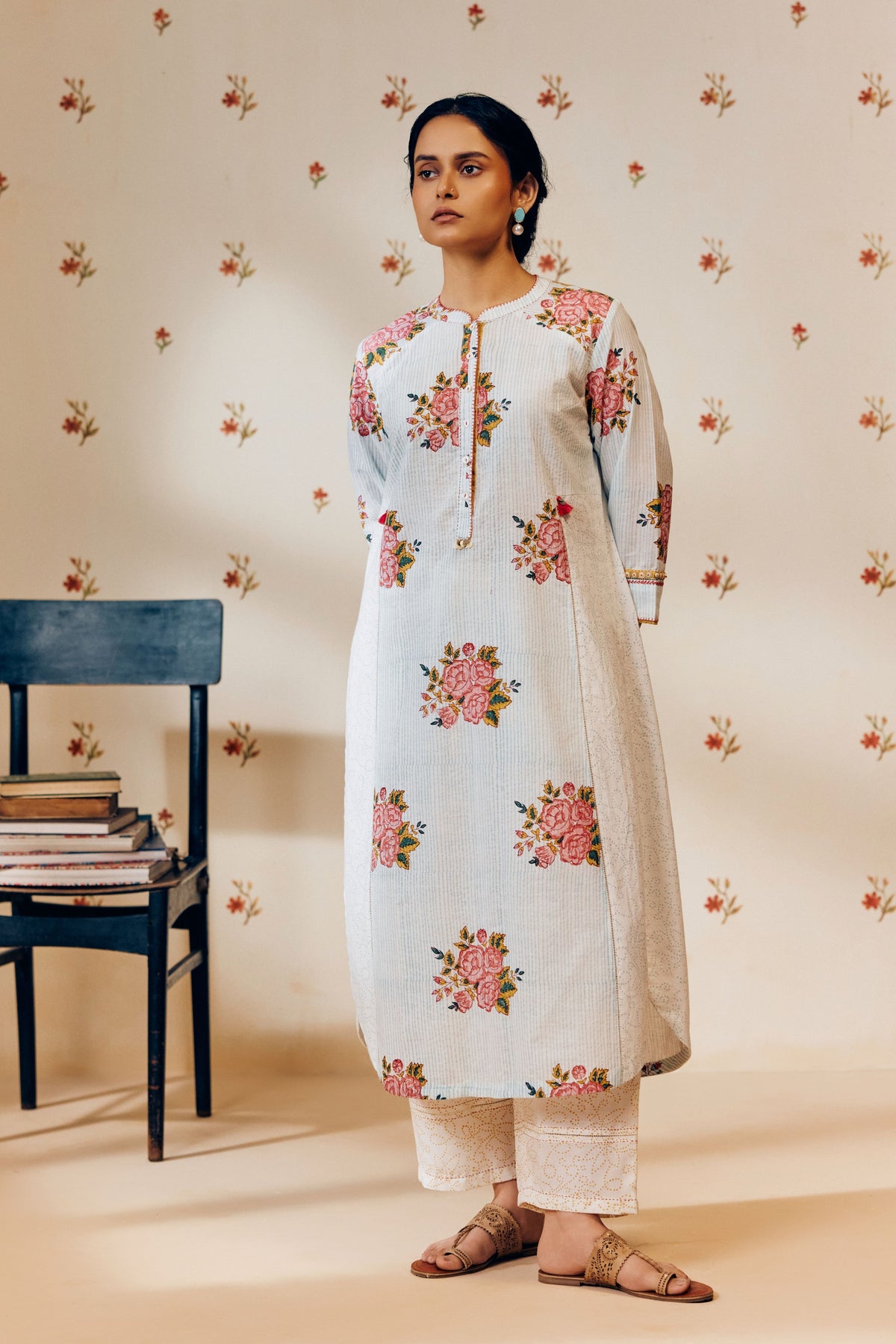 Printed Rose Kurta Set