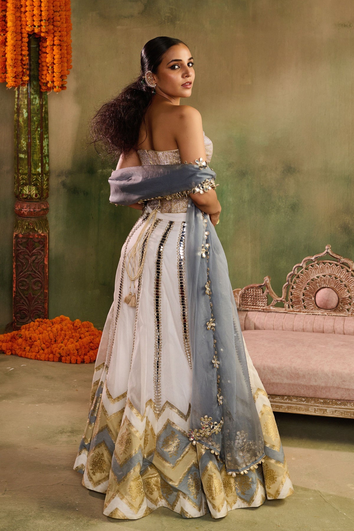 Chamkeeli Ivory Sharara Set