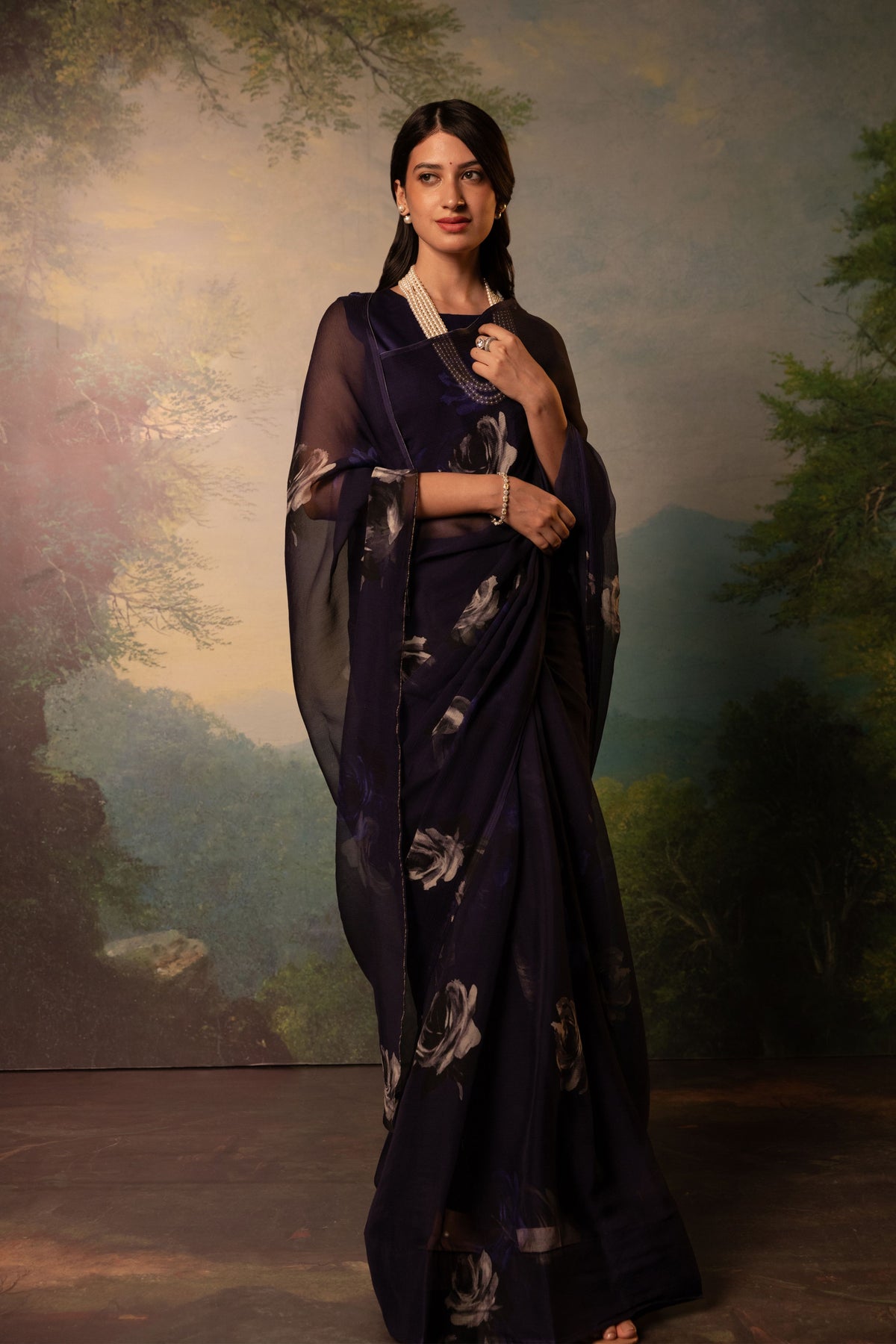 Regime Printed French Chiffon Saree