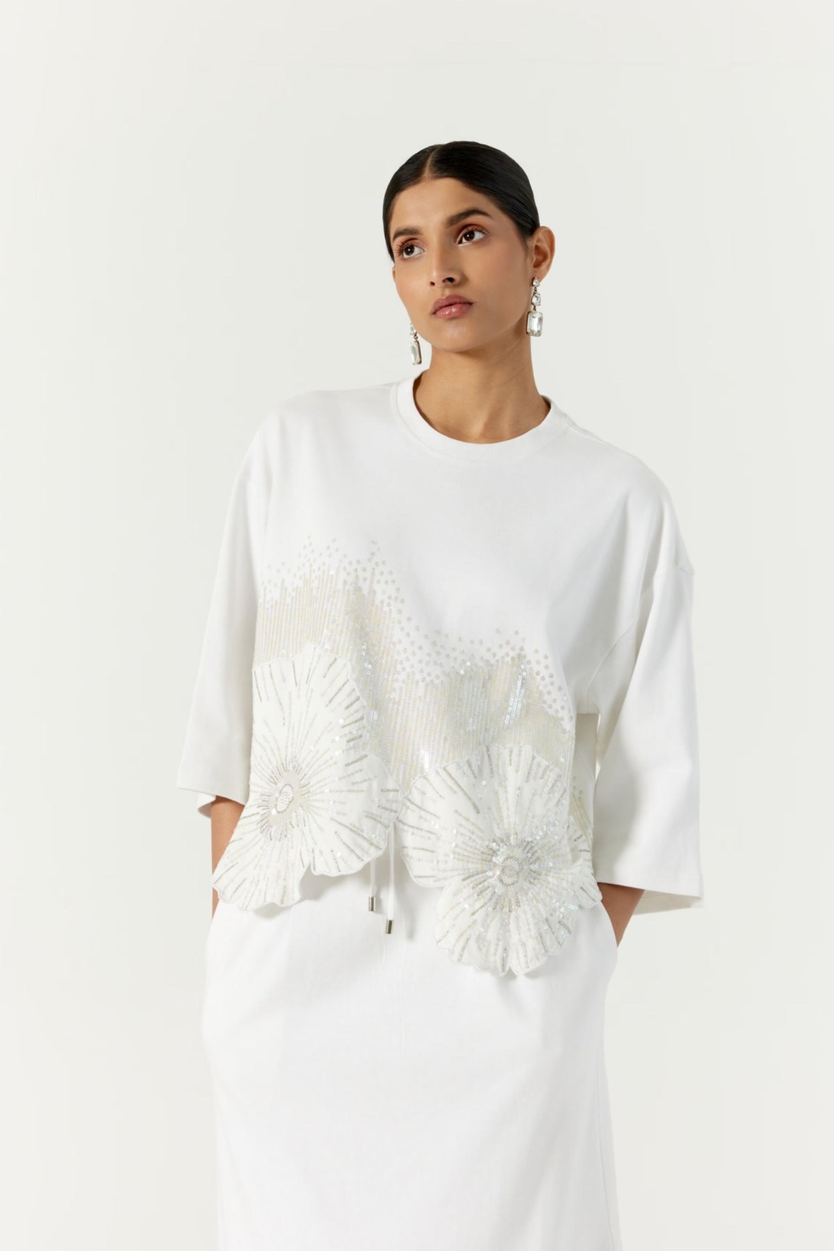 Pansy Printed Hand Embroidered Skirt
