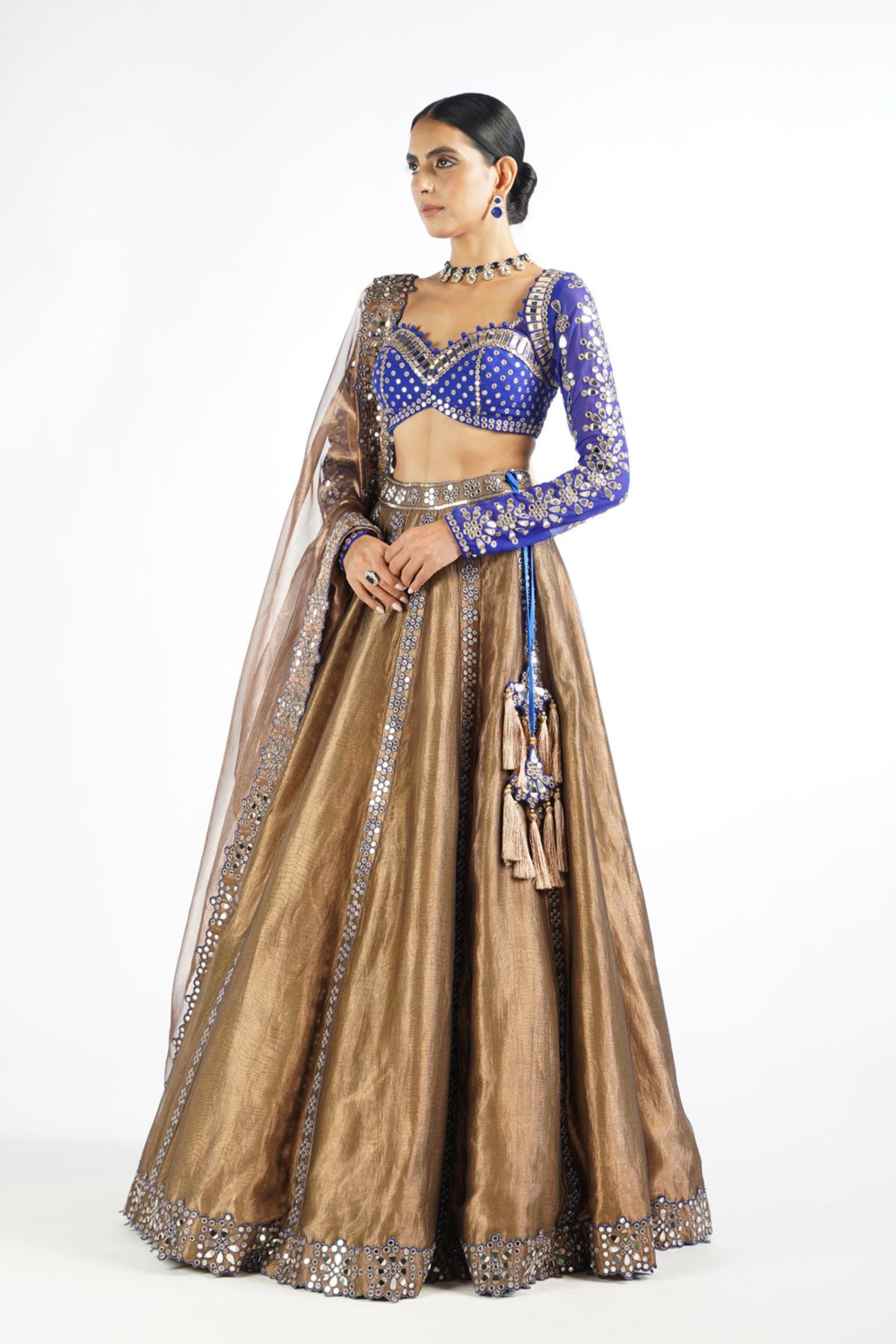 Copper Shimmer Organza Lehenga Set