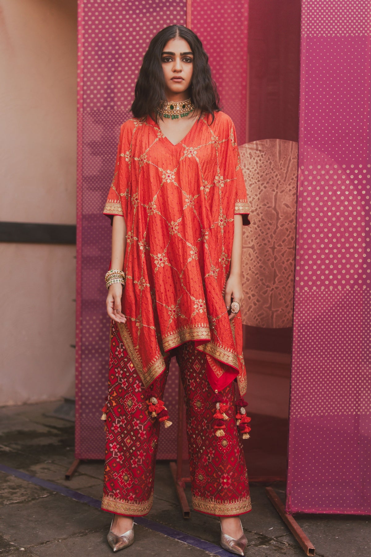 Shruti Rust Kaftan Set