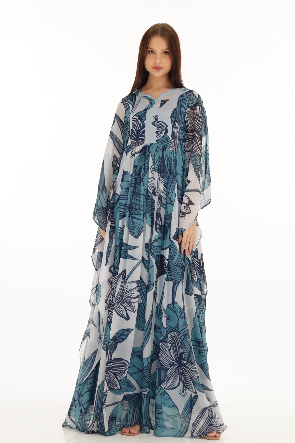 Blue and White Kaftan Dress