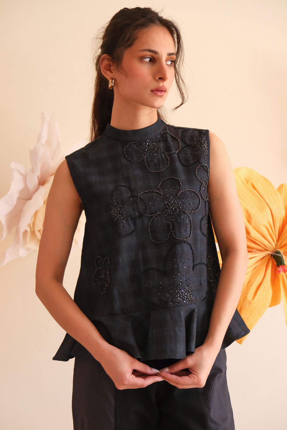 Midnight Blue Beaded Top