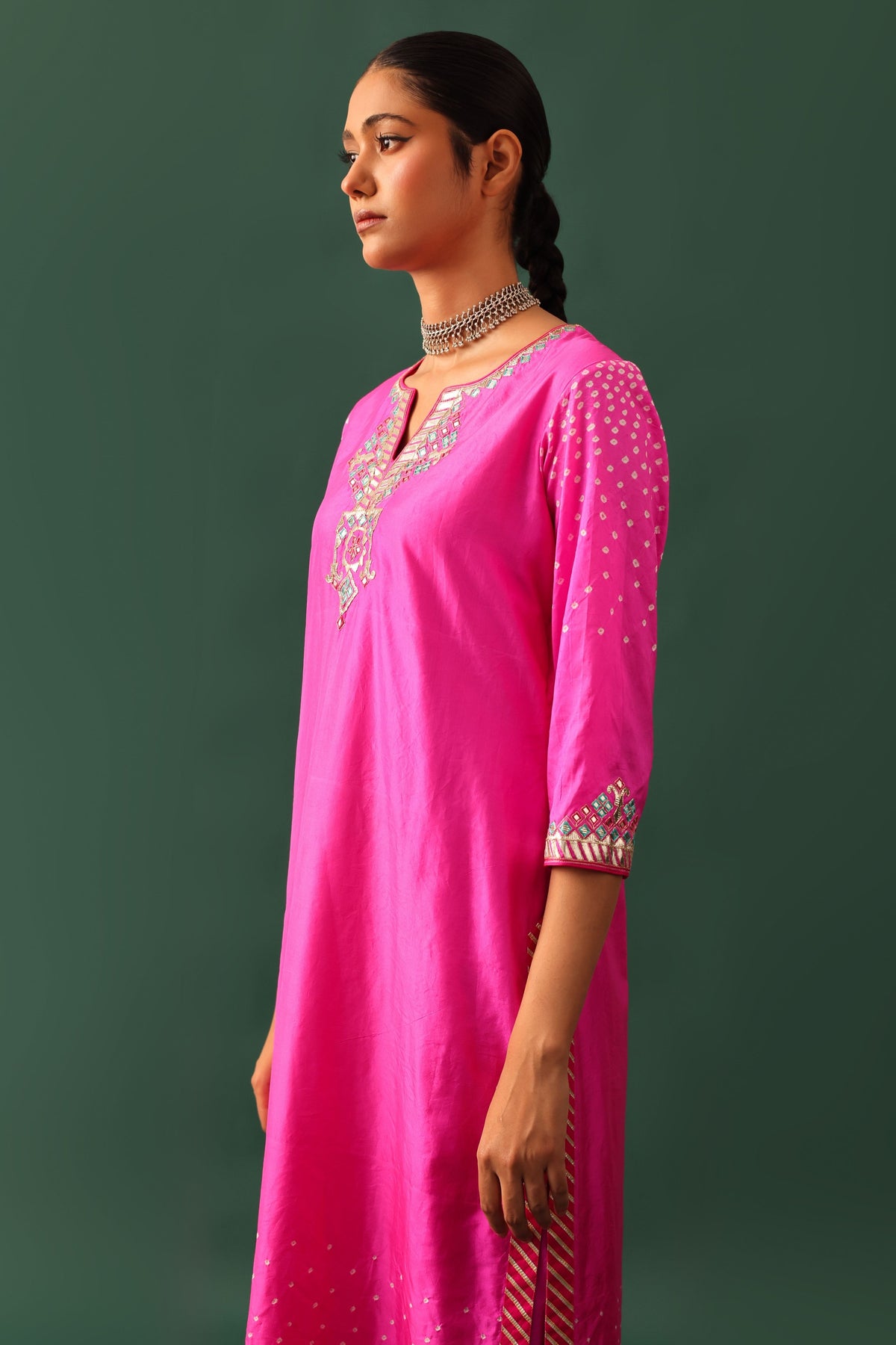 Rani Bandhani Gota Kurta Set