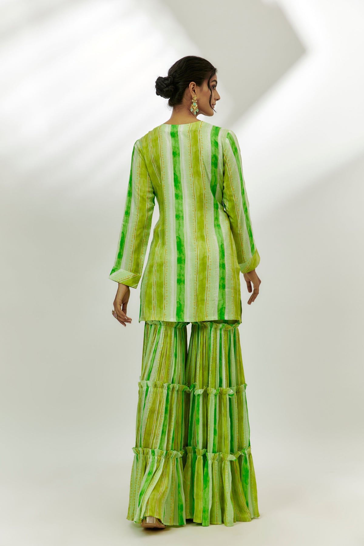 Lime Green Embroidered Garara Set