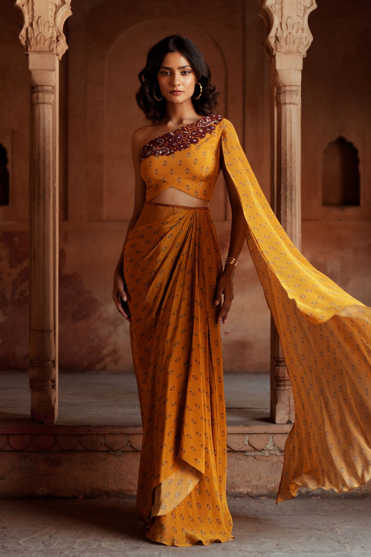 Golden Yellow Corset Drape Set