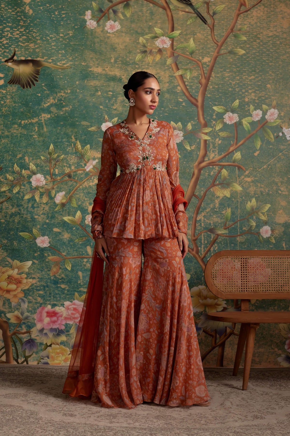 Awespiring Orange Sharara Set