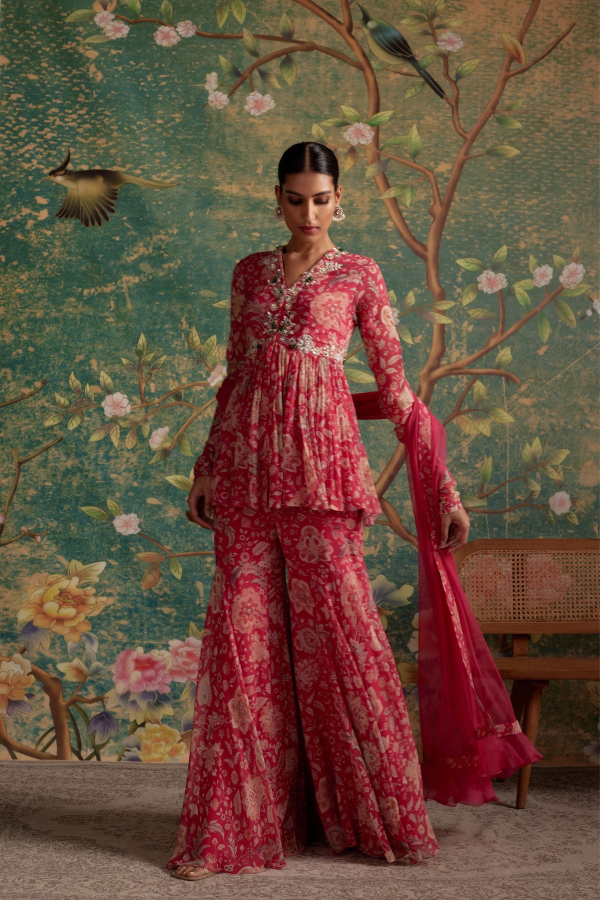 Awespiring Royal Fuschia Sharara Set