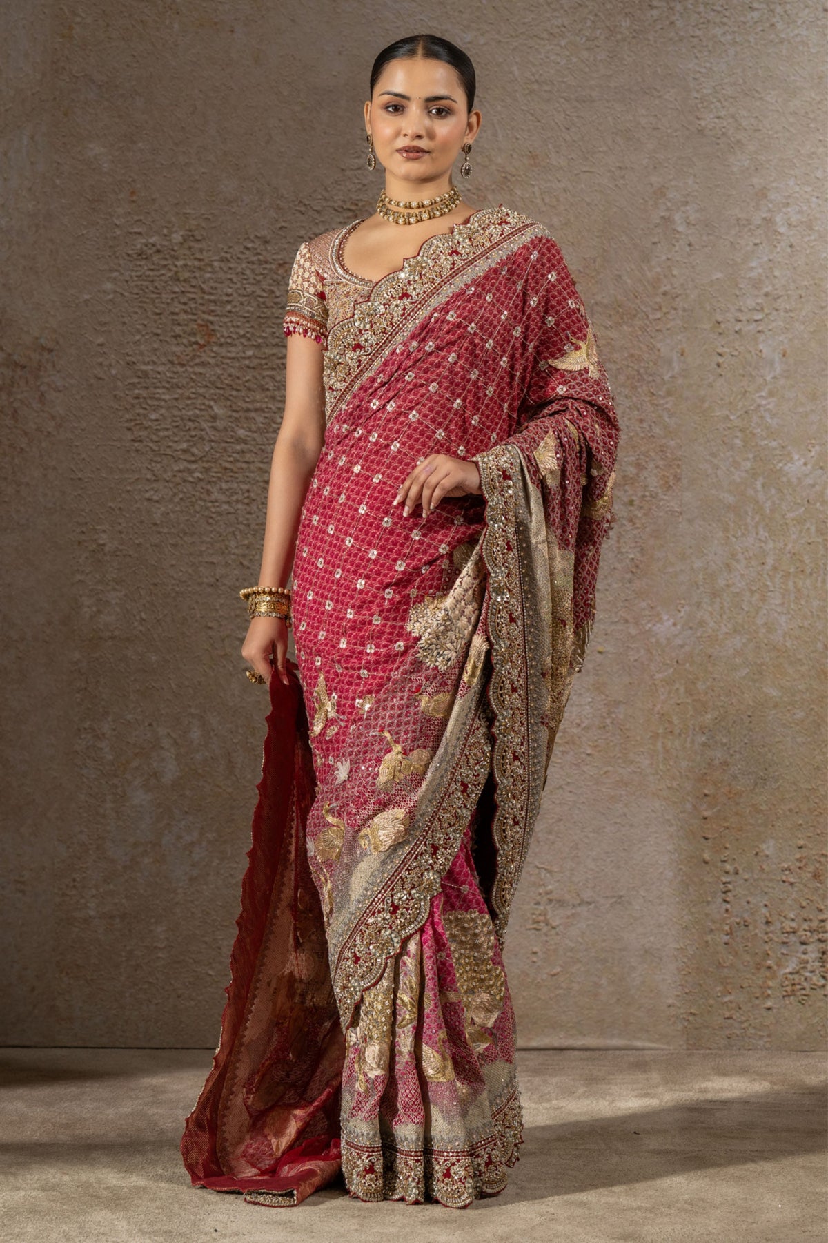 Red Embellished Pichwai Saree