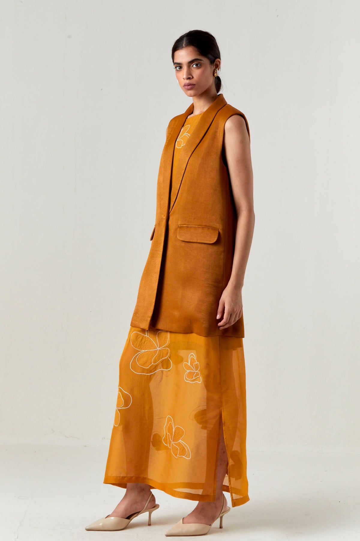 Collared Waist Coat Set