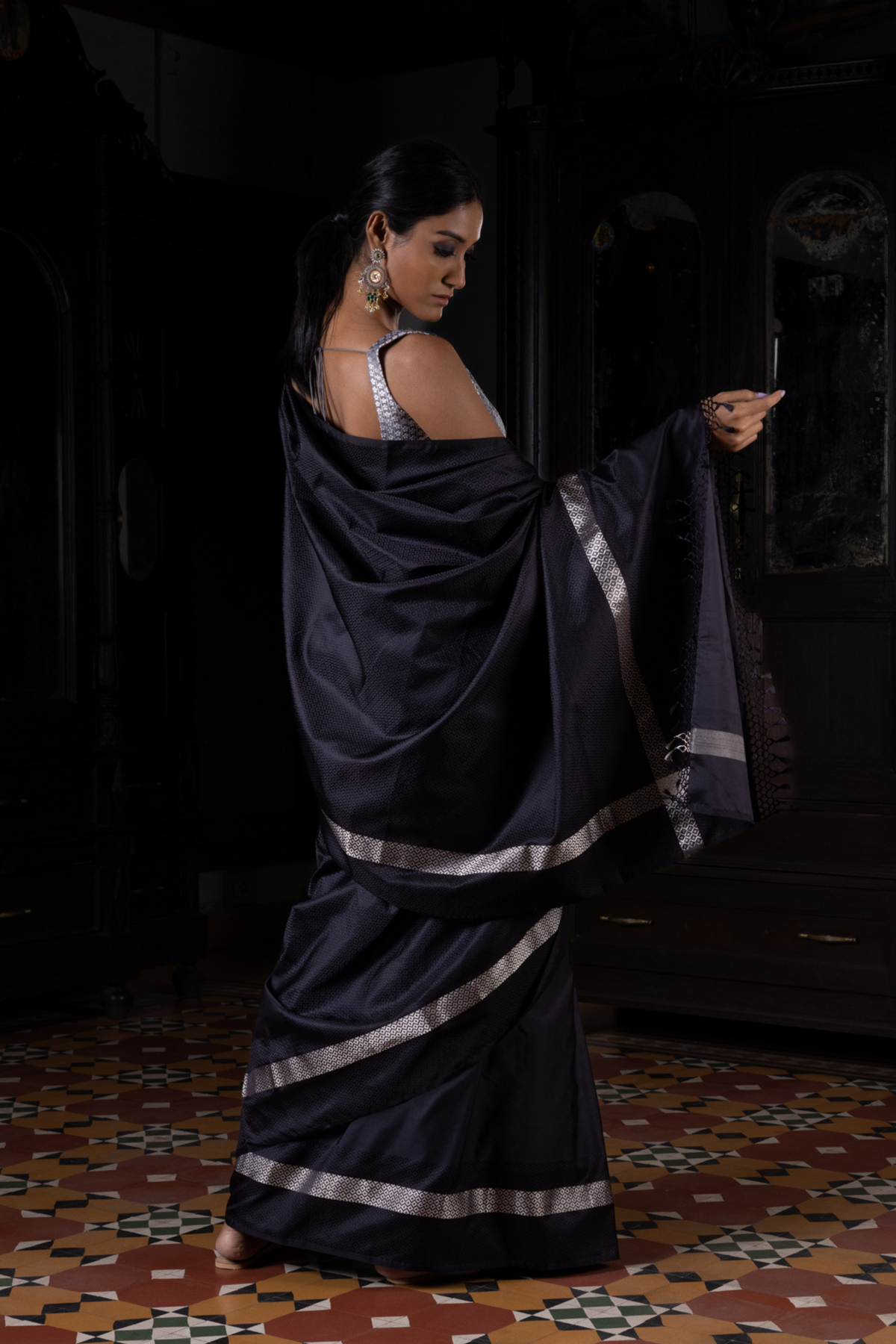 Sanjh Anchal Geometric Benarasi Handloon Sari