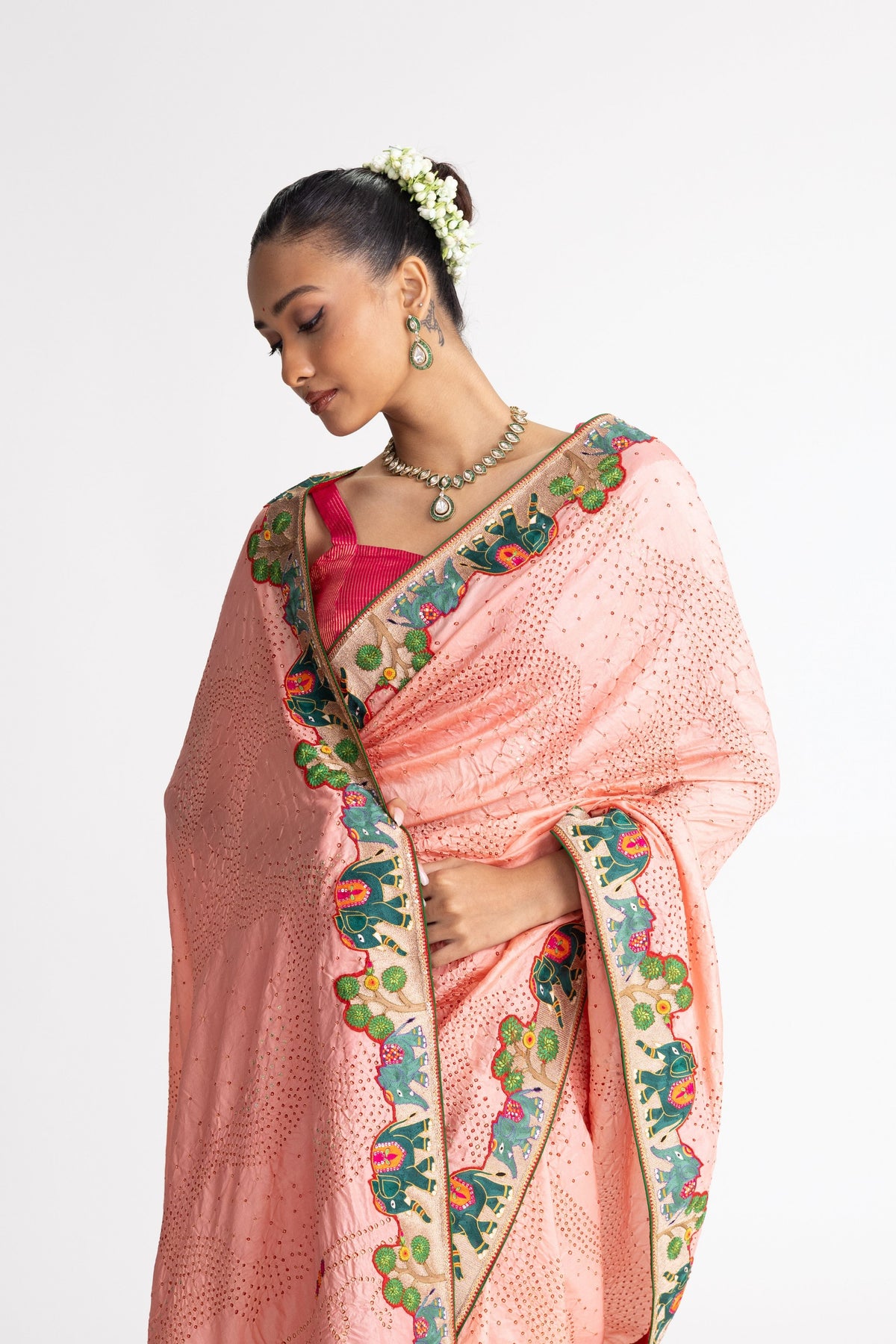 Peach Aari Saree