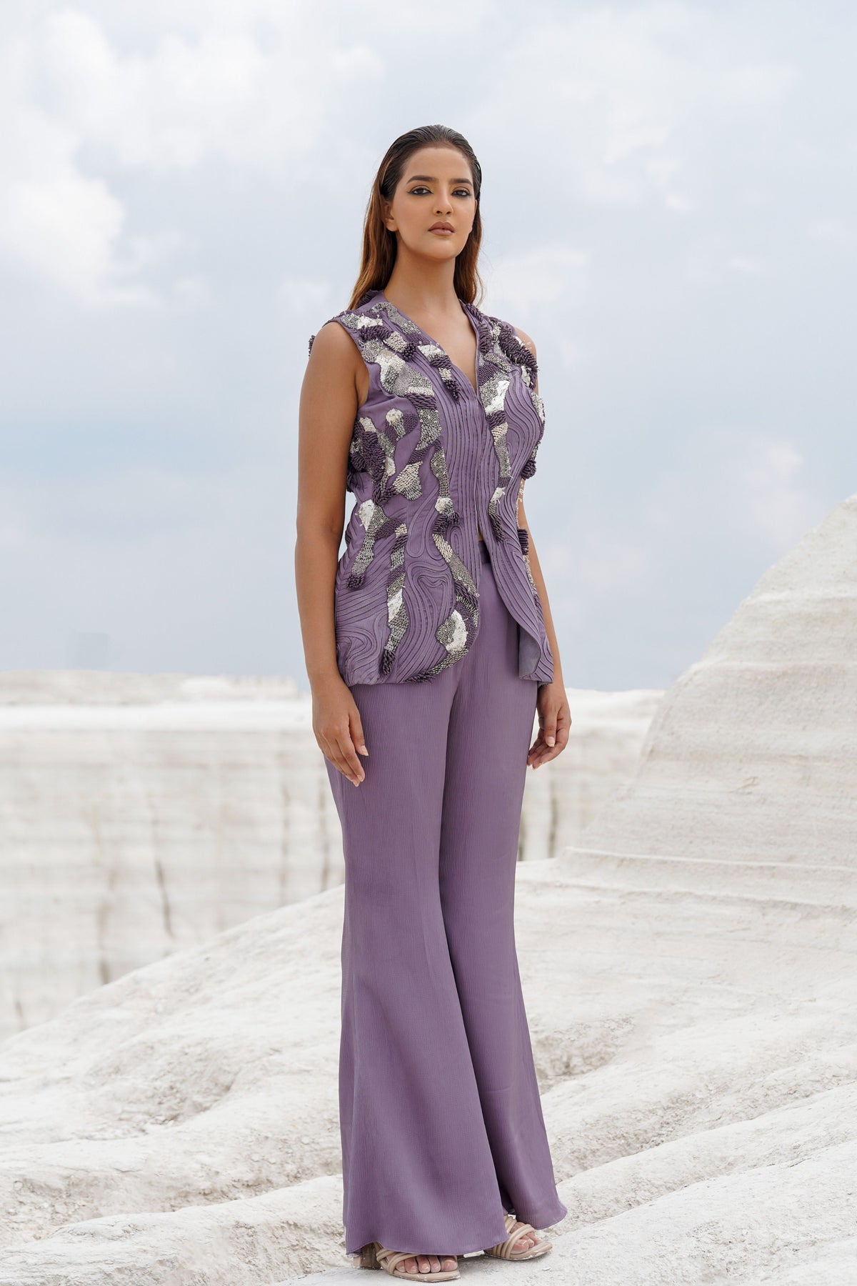 Pastel Purple Embroidered Co-ord Set