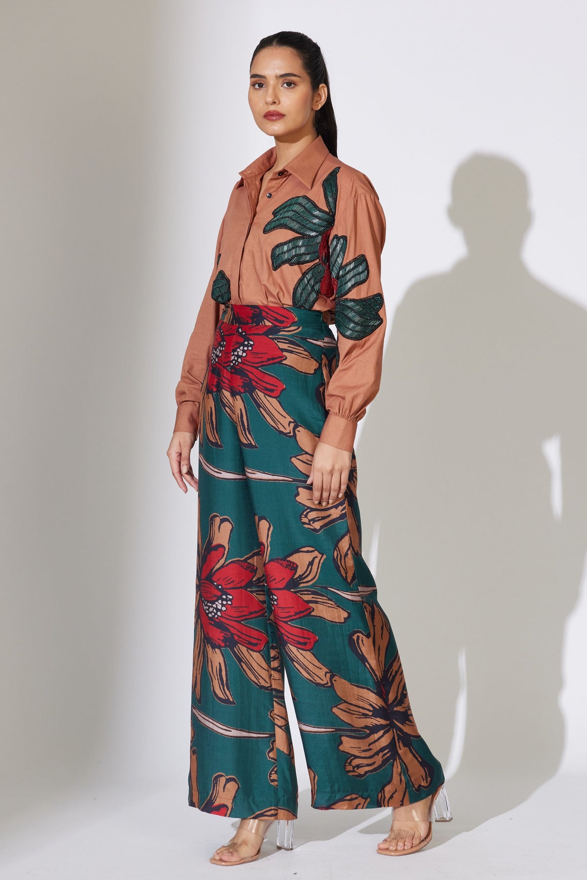 Green and Red Floral Pant