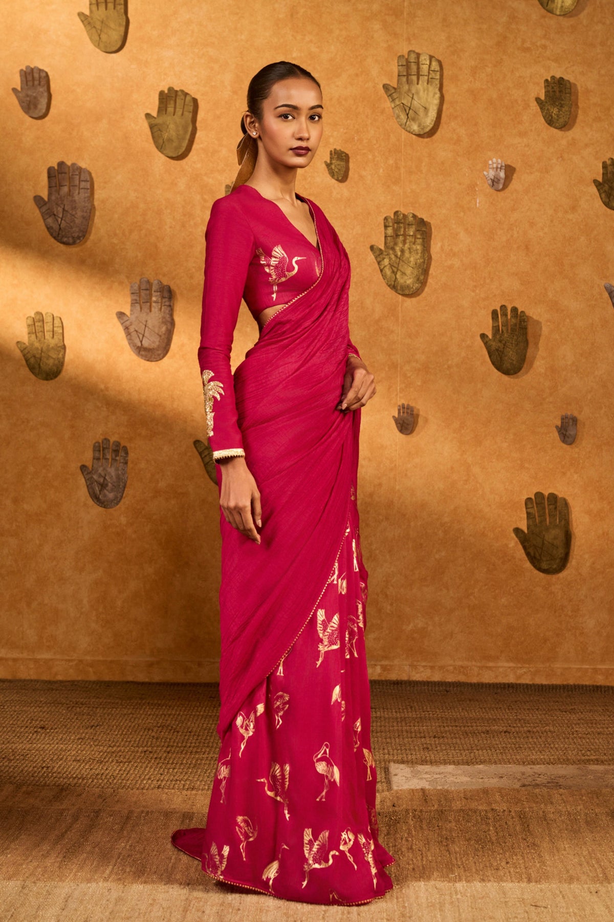 Pink Crane Dawn Saree