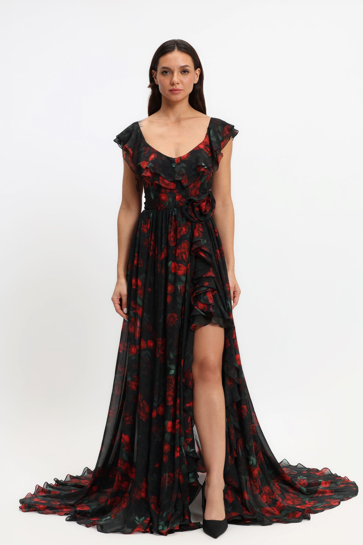 Chiffon Gown With Ruffles
