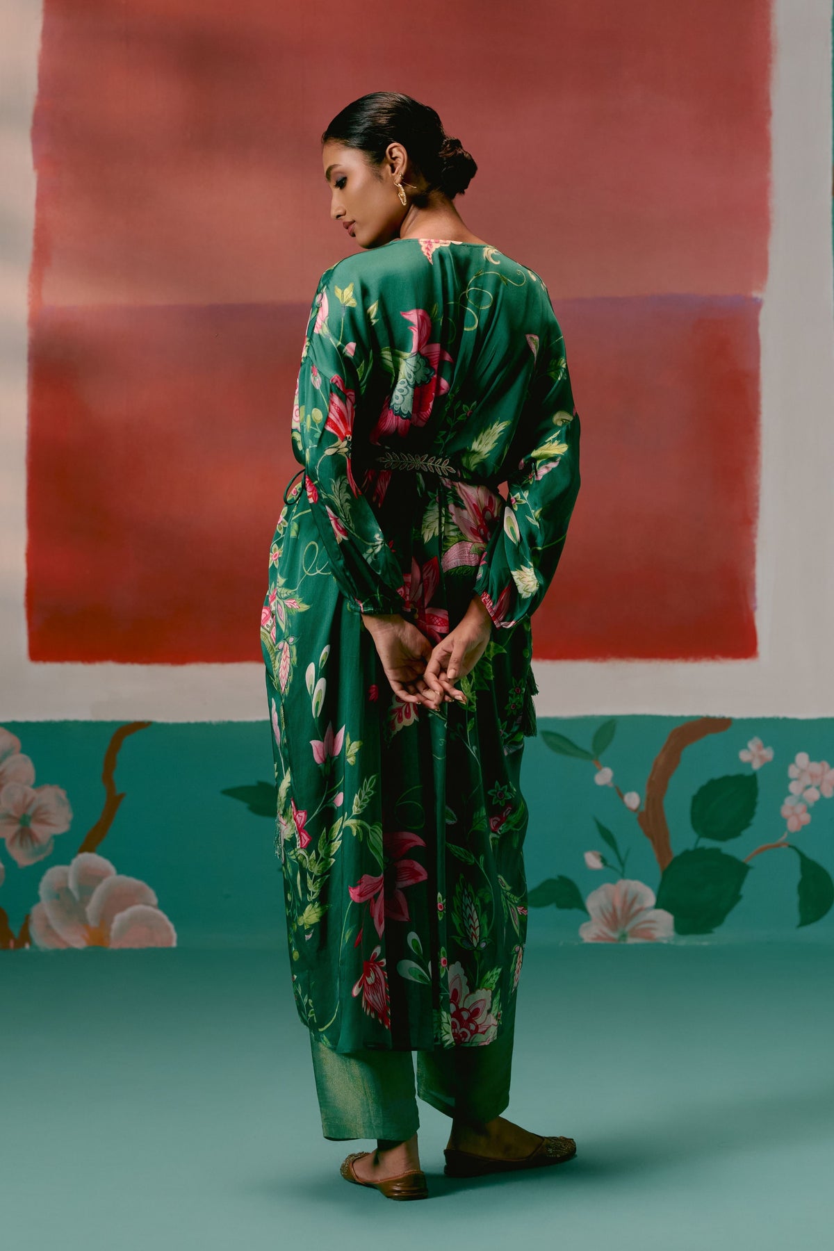 Green Chintz Kaftan Set