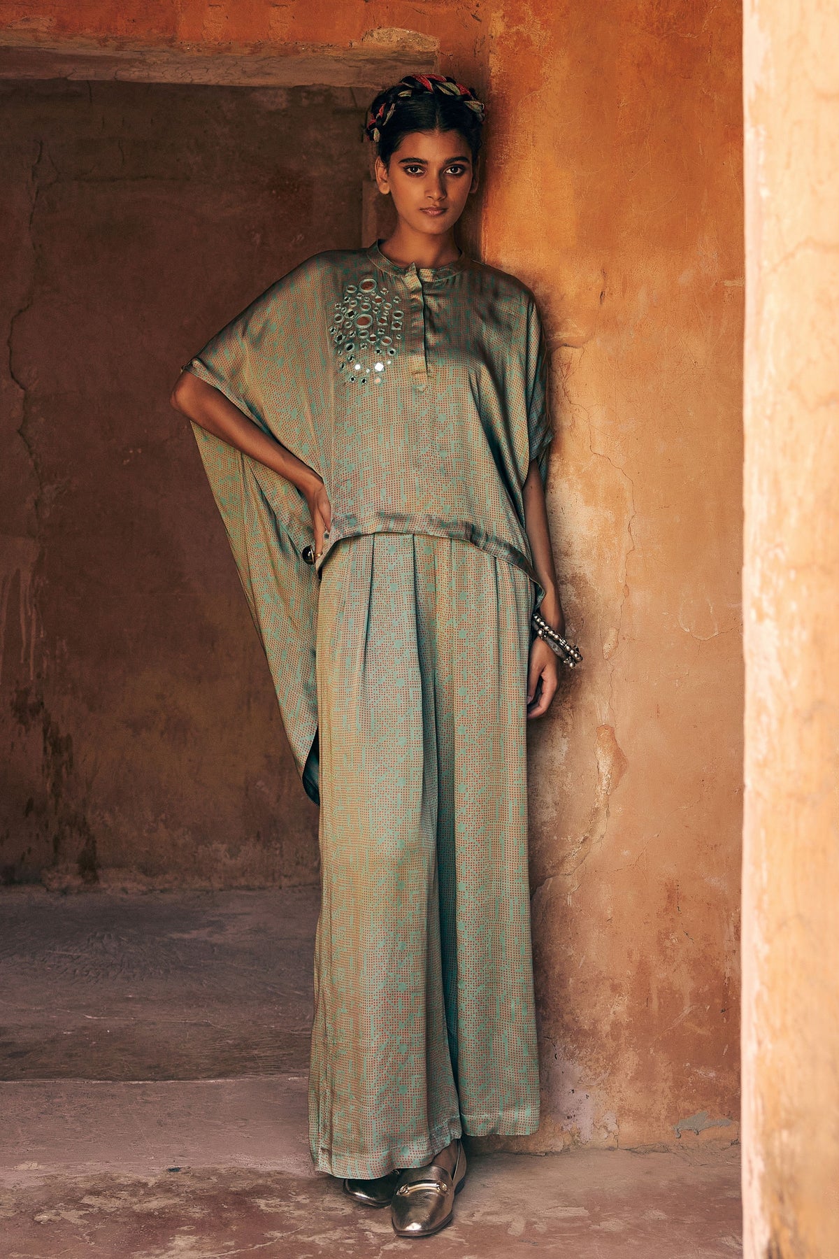 Blue Cowl Co-ord Set