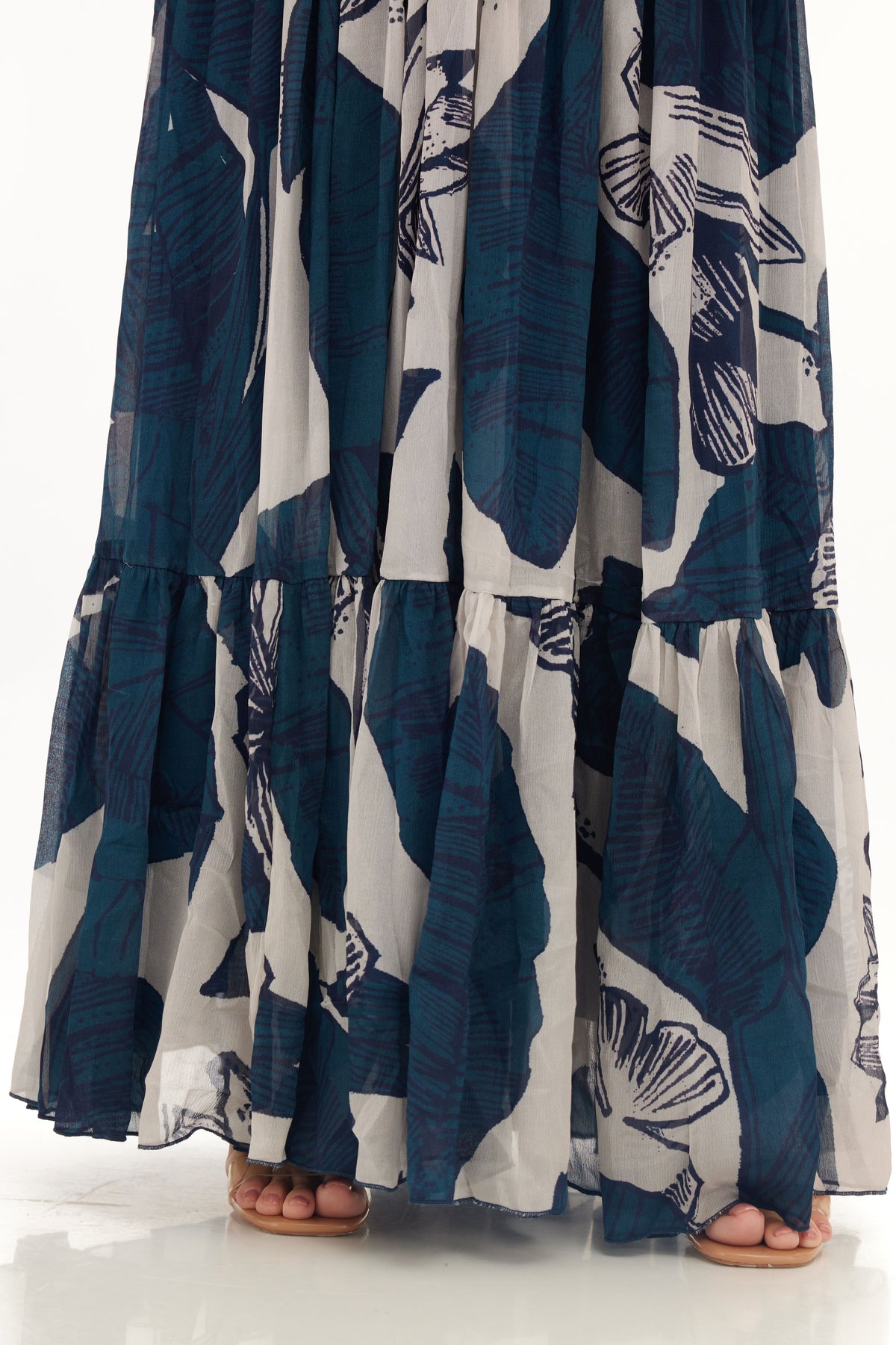 Blue and White Wrap Dress