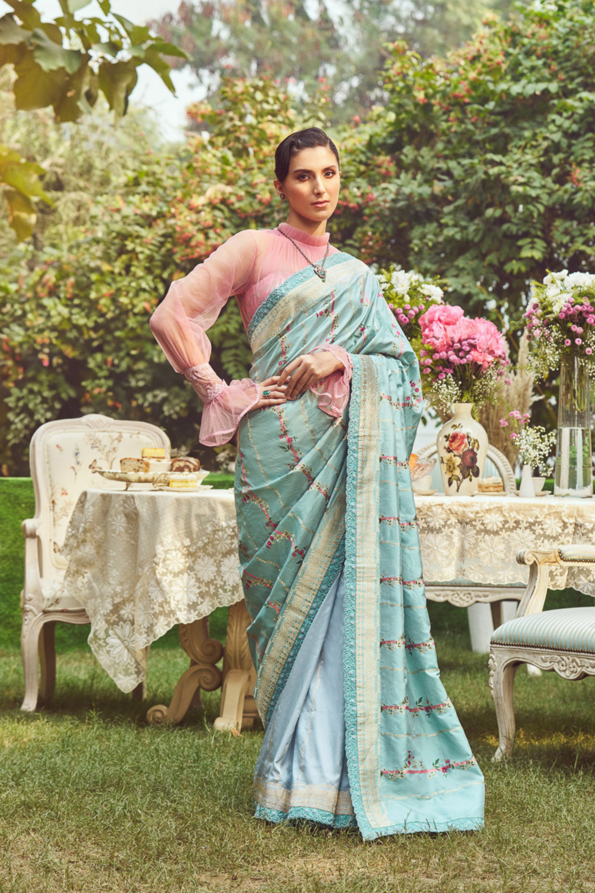 Blue Meenakari Zari Handloom Sari