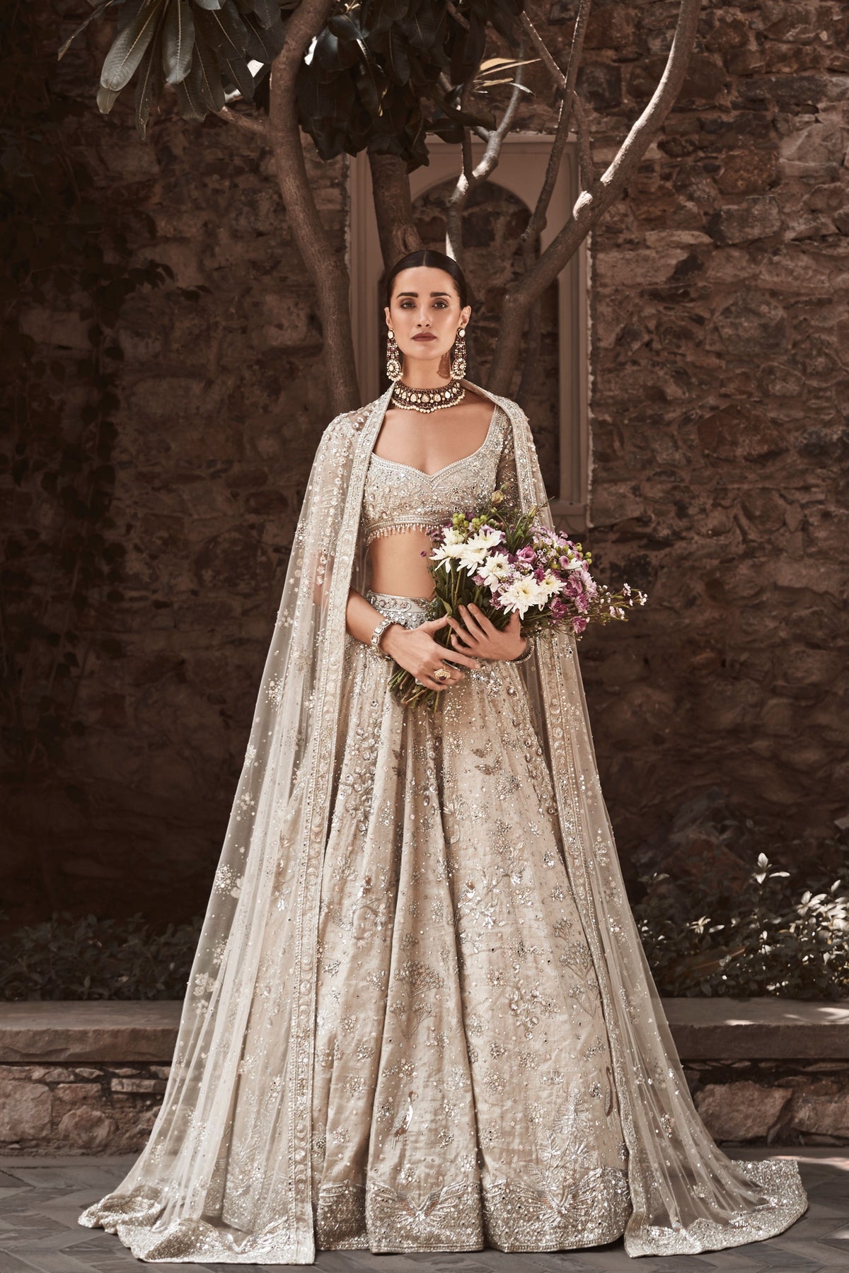 Silver Needle Winged Glory Lehenga