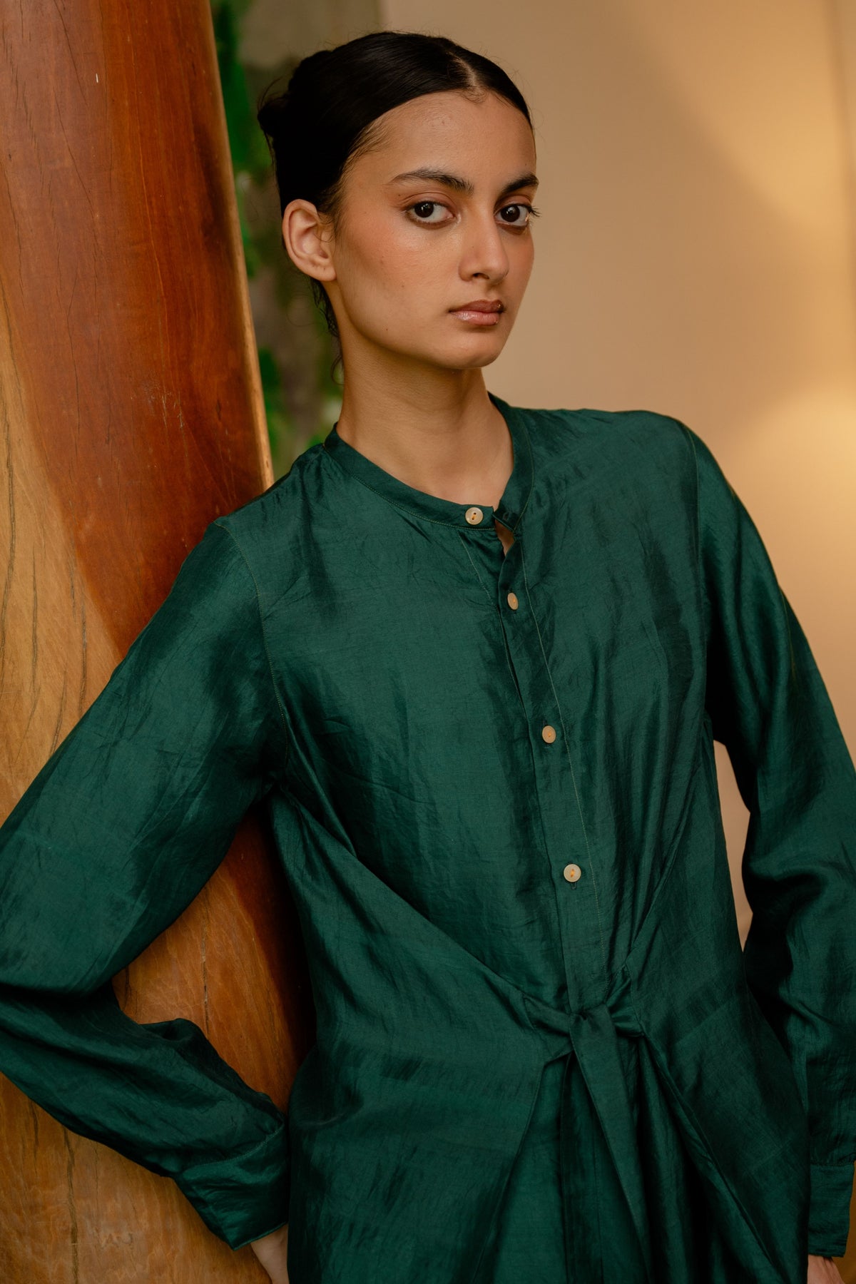 Forest Green Tie Up Dress