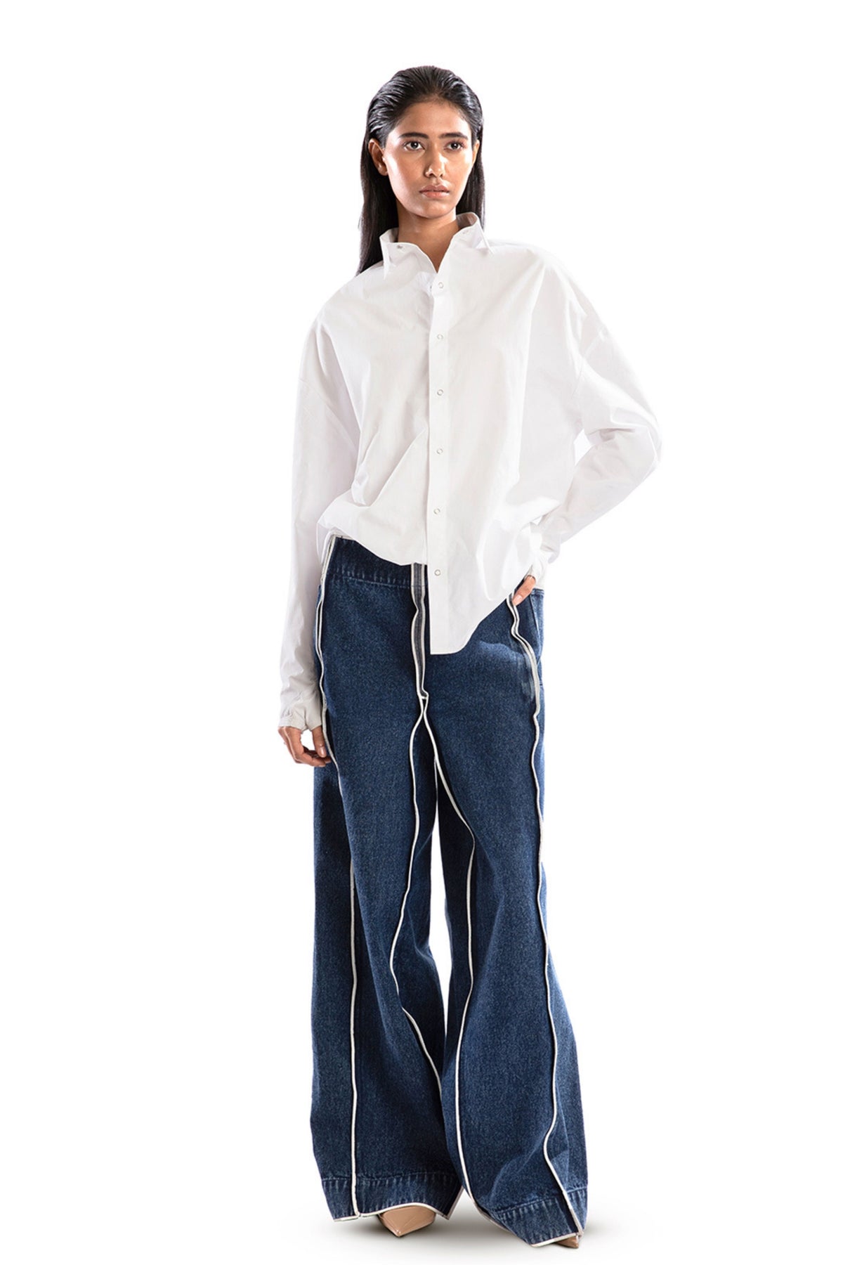 White Oversized Gloved Shirt