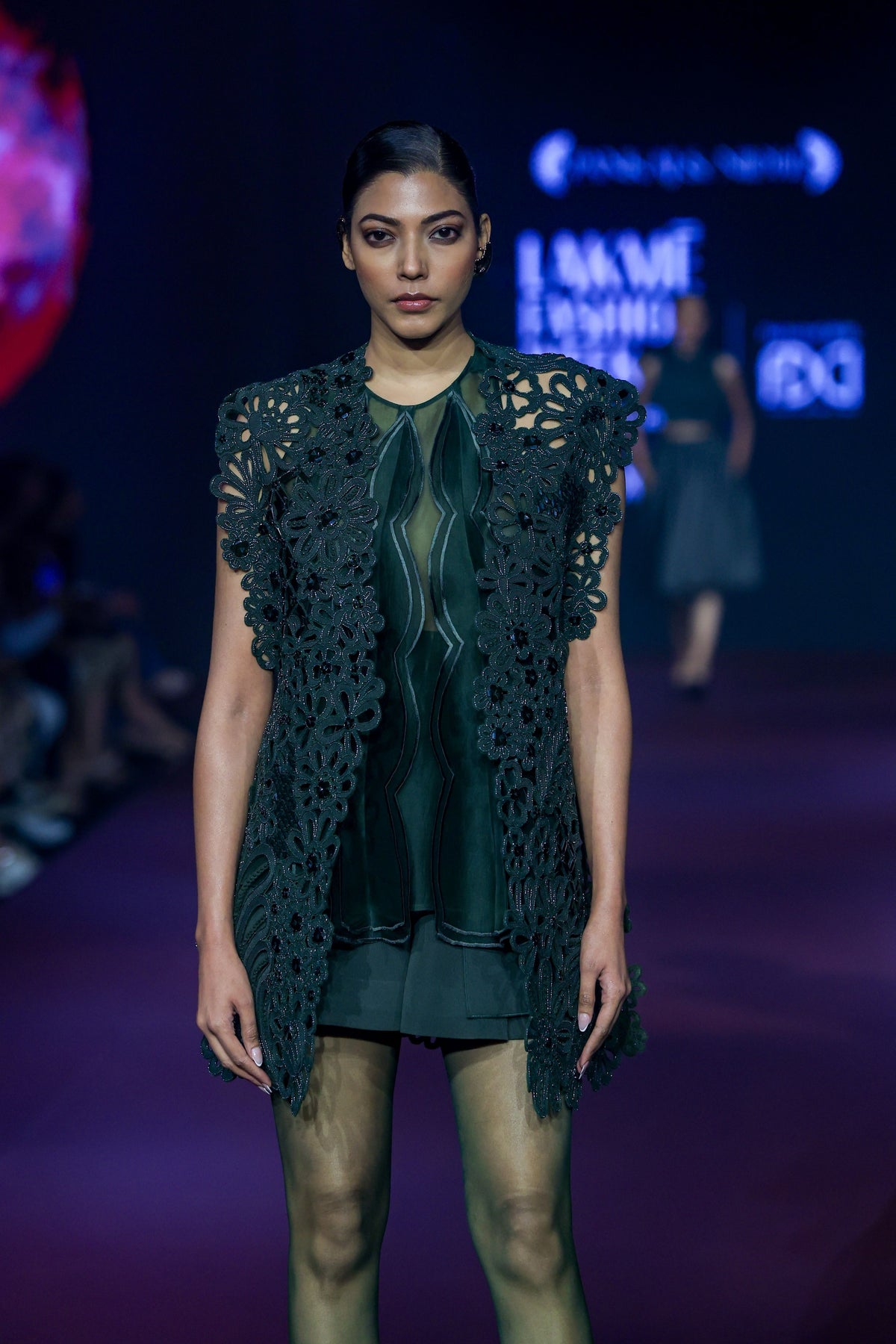 Green Cutwork Jacket Set