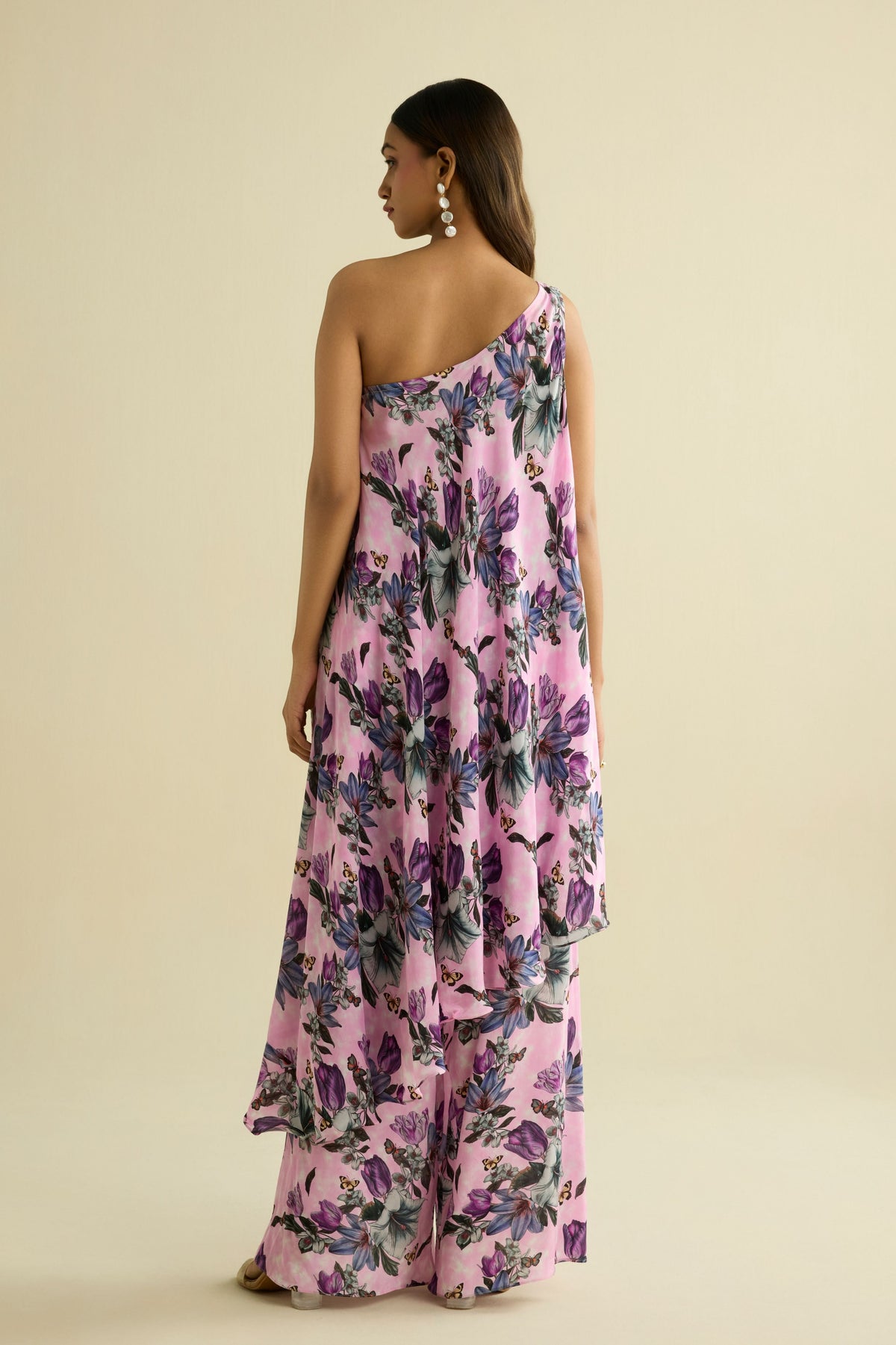 Pink Embroidered Printed Co-ord Set