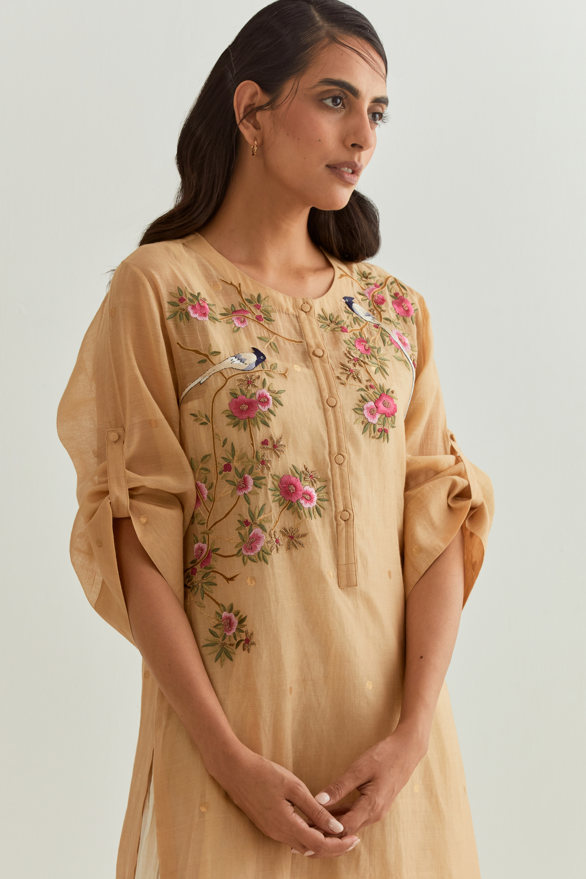 Chanderi Beige Kurta Set