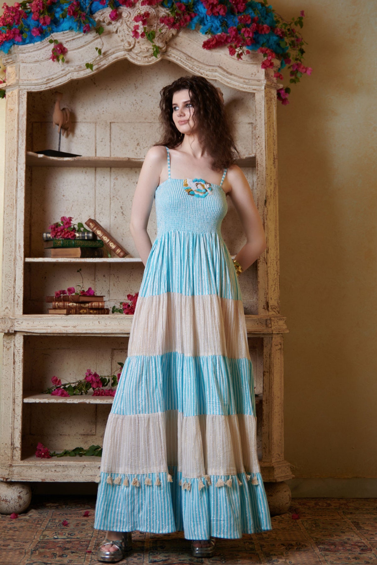 Pastel Smocking Tier Maxi Dress