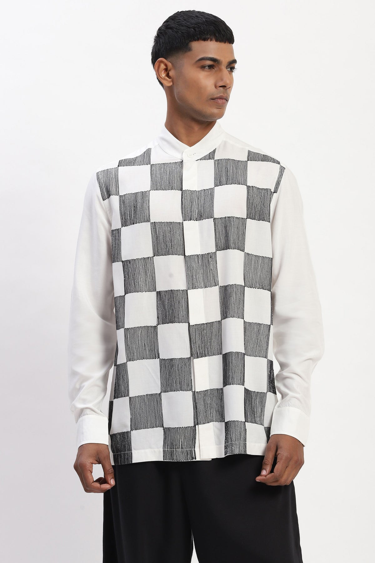 White Crewel Embroidered Shirt
