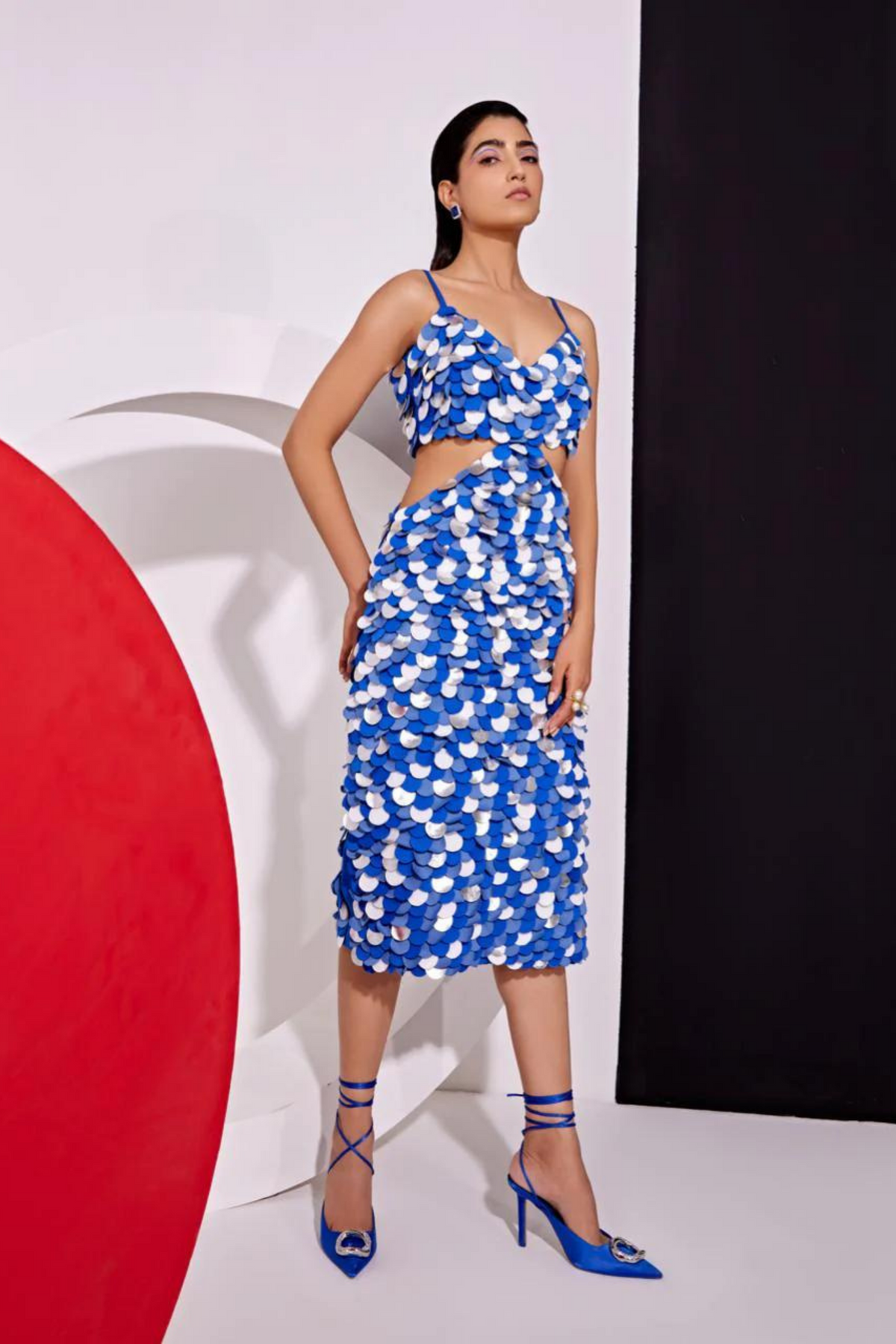 Disco Circle Applique Side Cut Out Dress