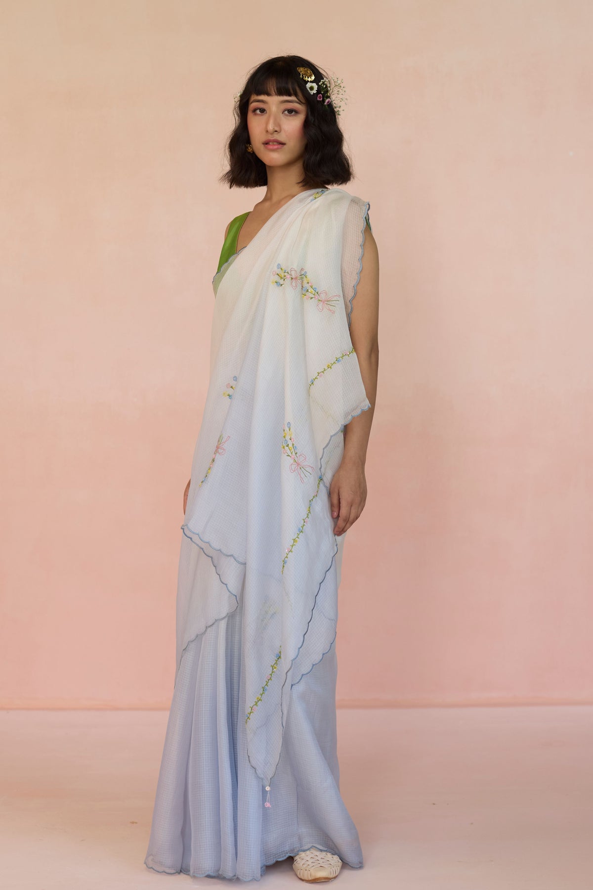 Blue Ombre Silk Saree